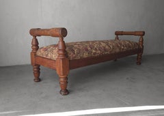 CHUNKY Antique French European Bench in Floral Tapestry