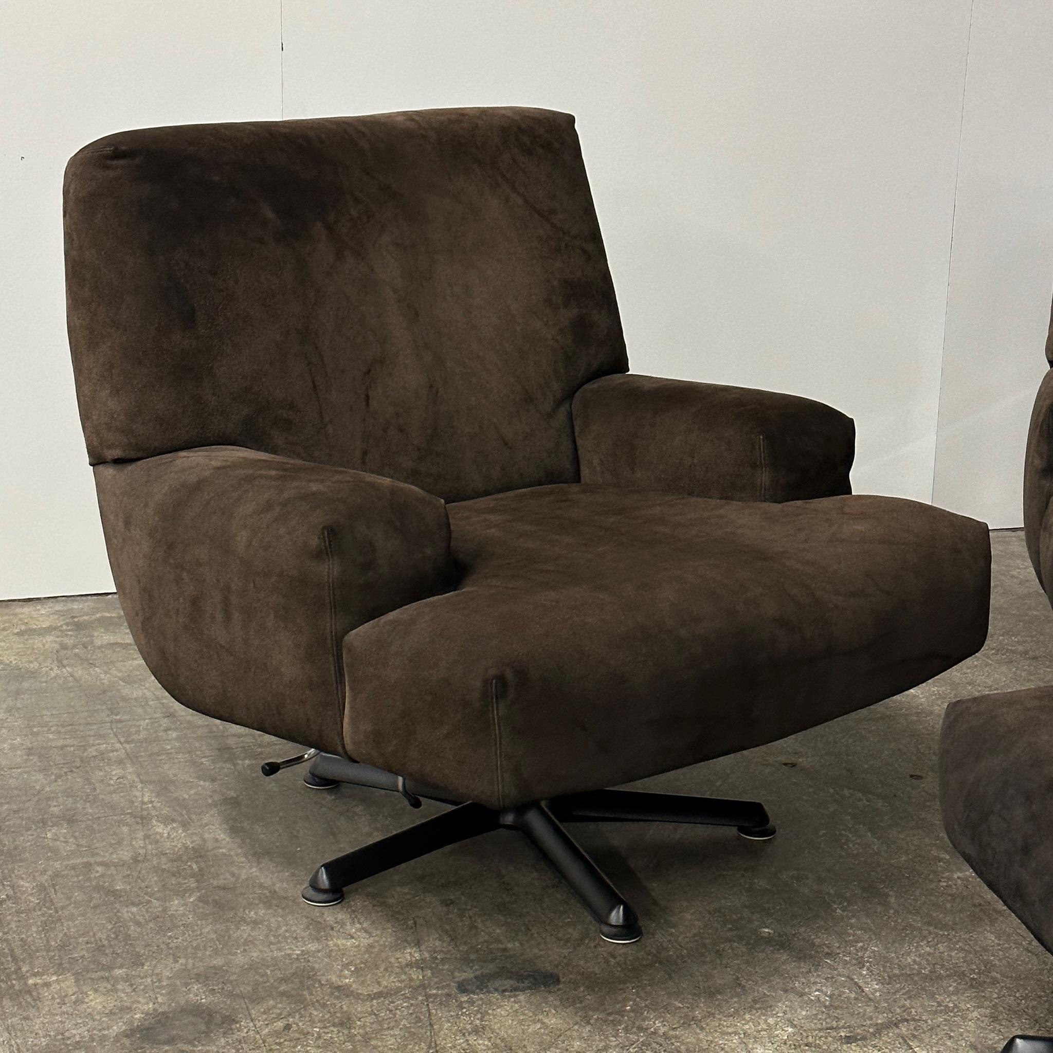 Mid-Century Modern Chunky Armchairs + Ottoman by Walter Knoll for Brayton International