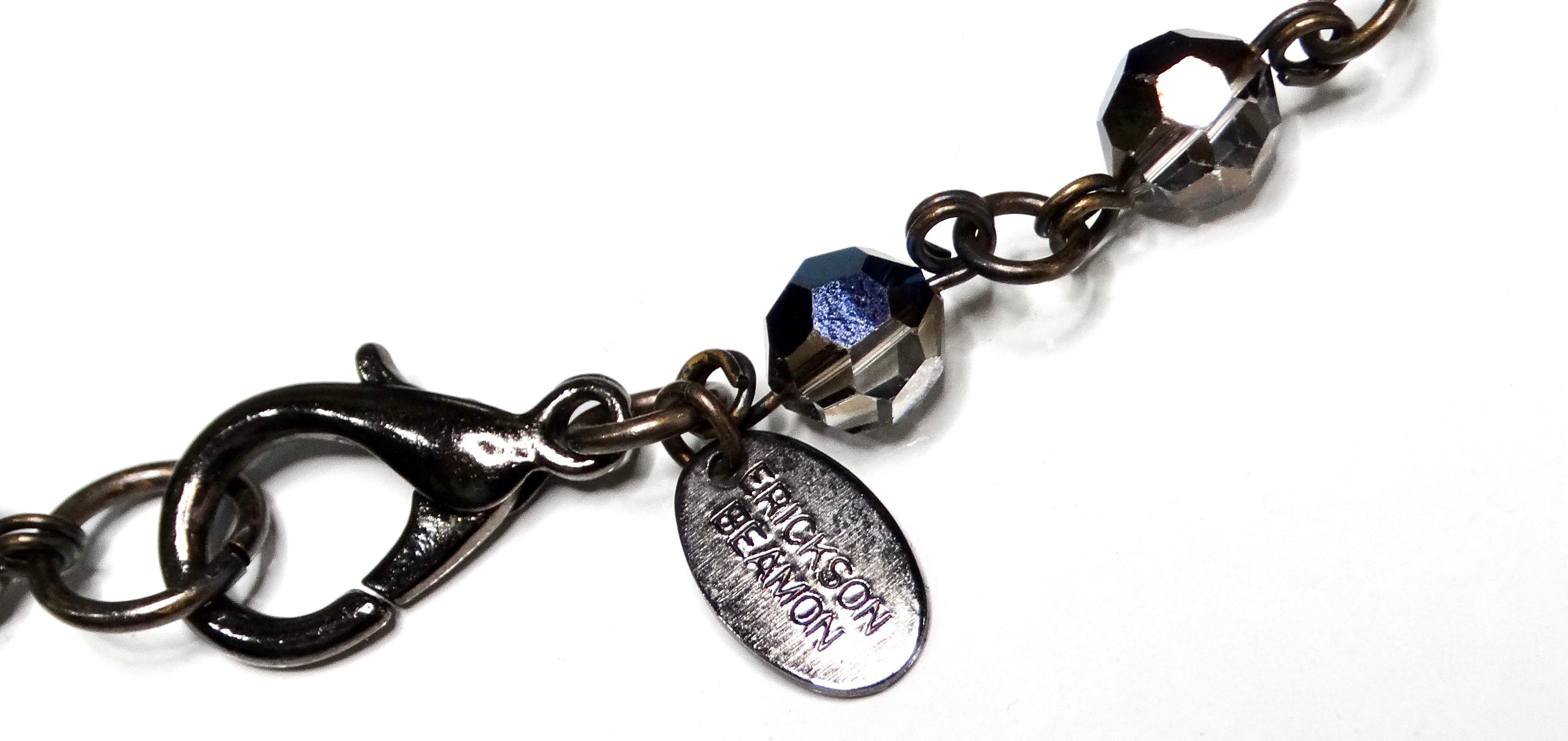 Grobe schwarze Edelstein & blaue Perlen Statement Tropfen Halskette im Angebot 2