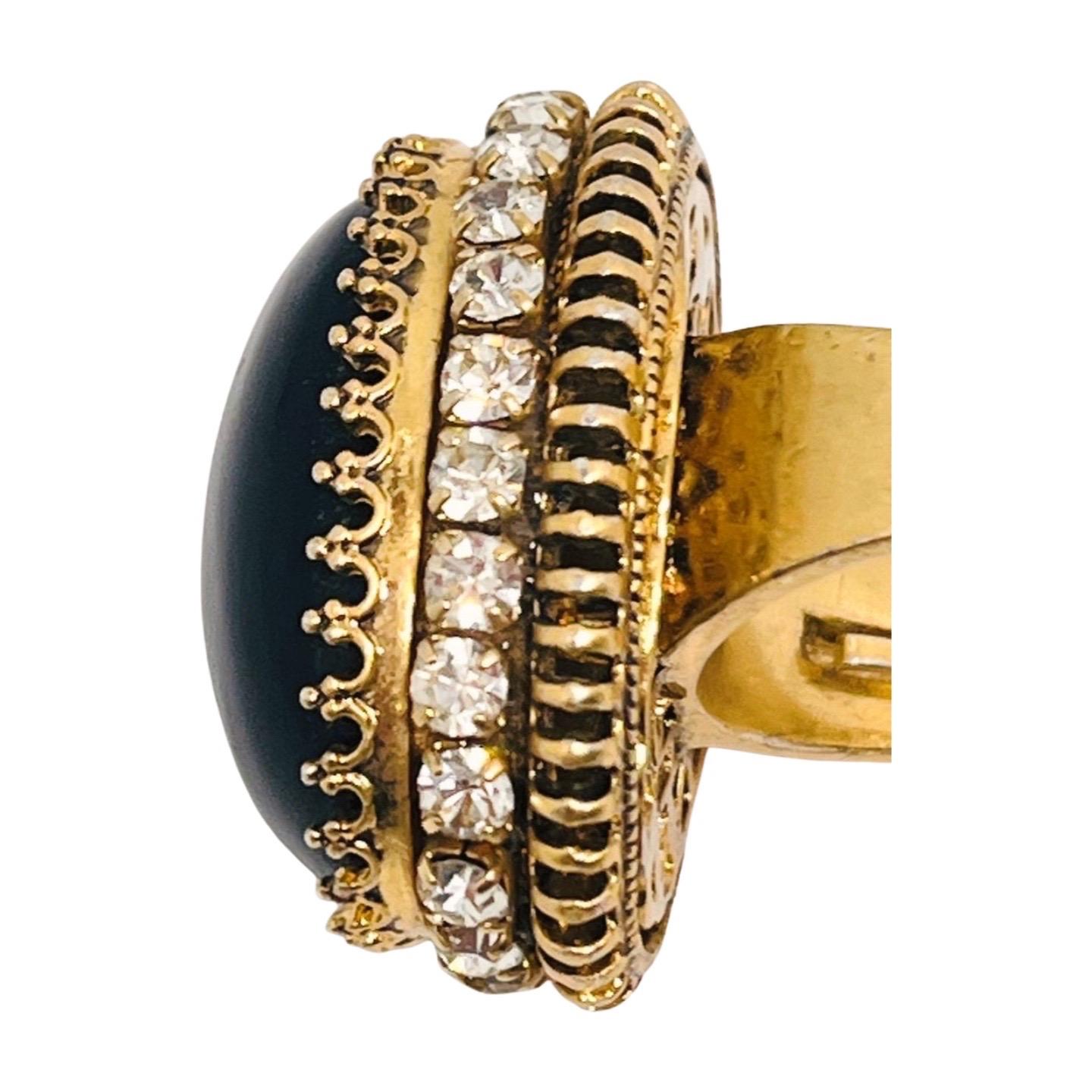 Bague de style byzantin en pierre noire épaisse cabochon, taille 7 en vente 5