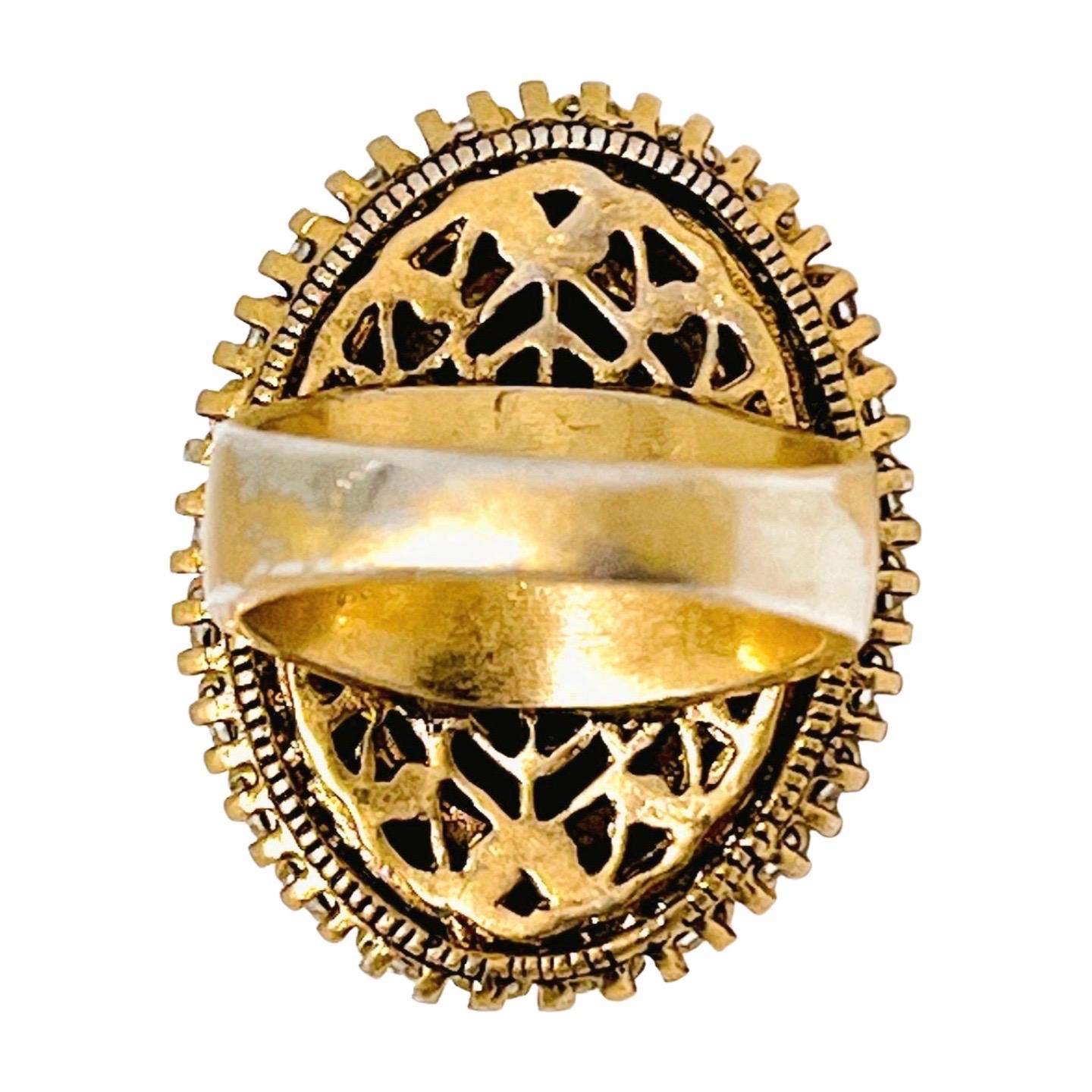 Bague de style byzantin en pierre noire épaisse cabochon, taille 7 en vente 7