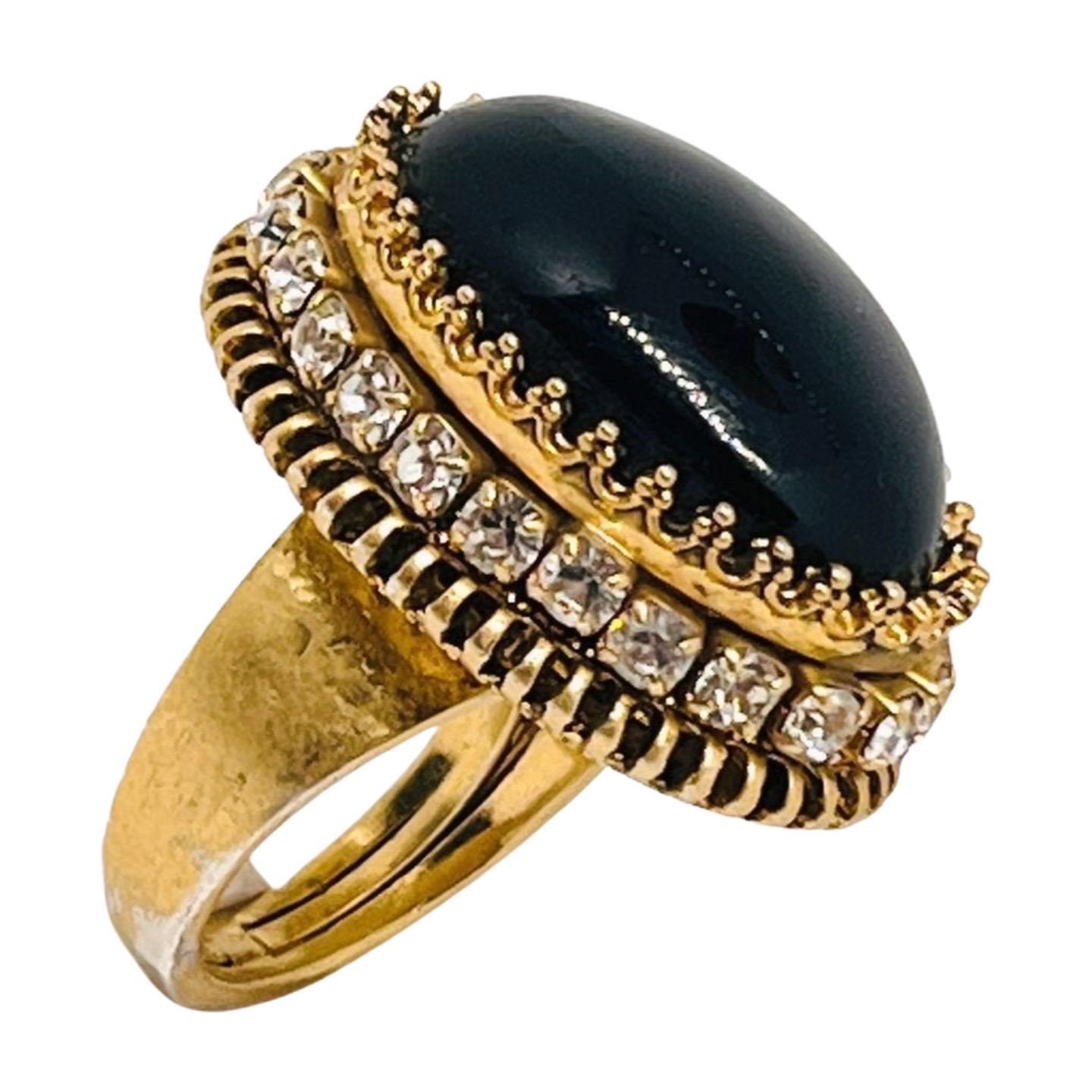 Bague de style byzantin en pierre noire épaisse cabochon, taille 7 en vente 8