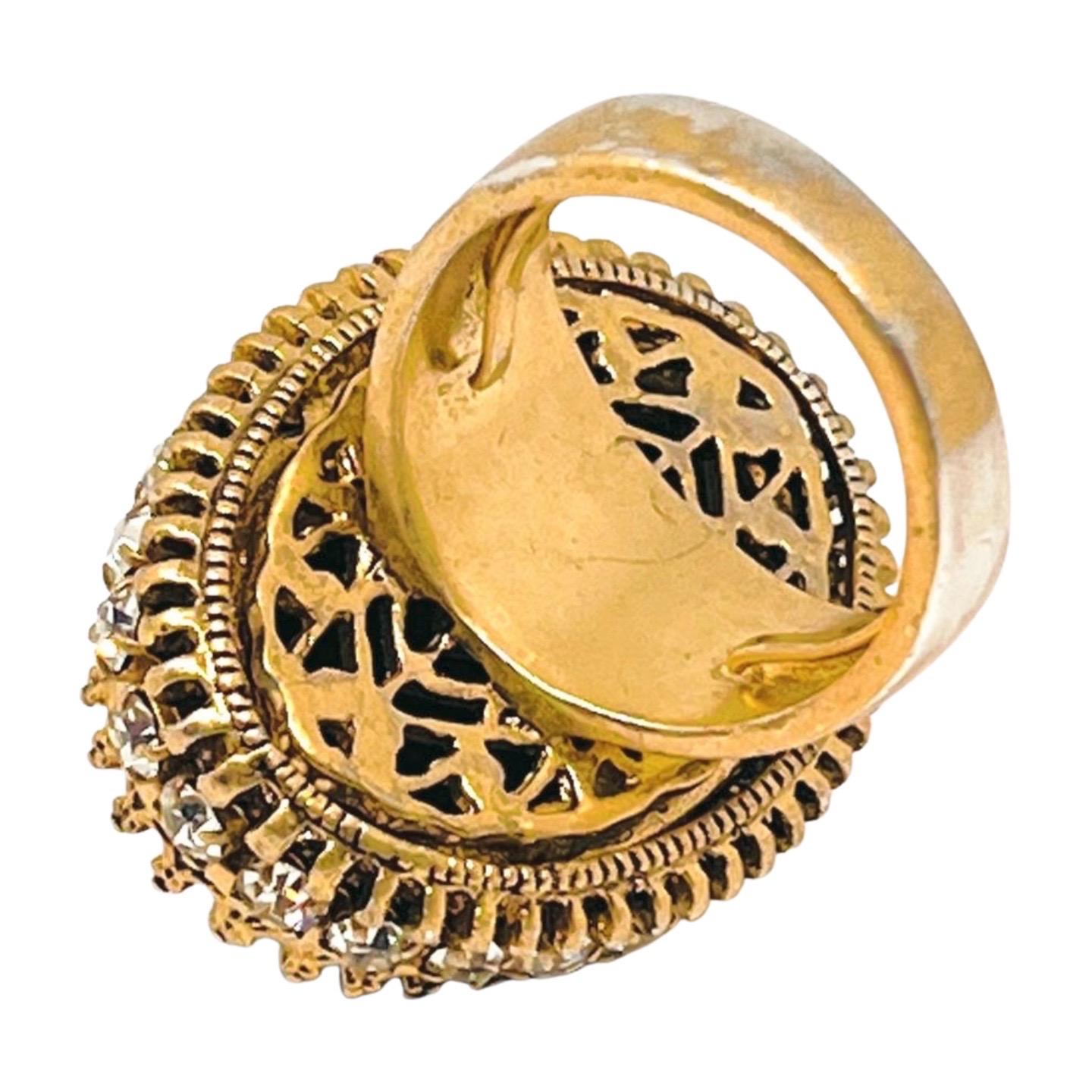 Bague de style byzantin en pierre noire épaisse cabochon, taille 7 en vente 9