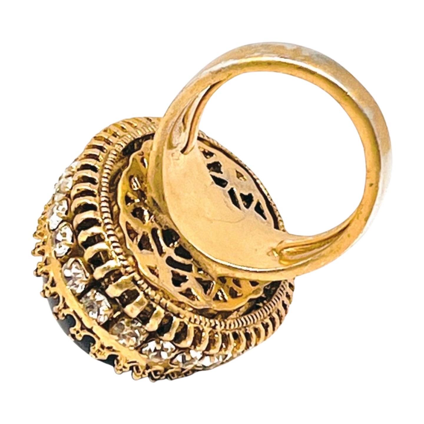 Bague de style byzantin en pierre noire épaisse cabochon, taille 7 en vente 10