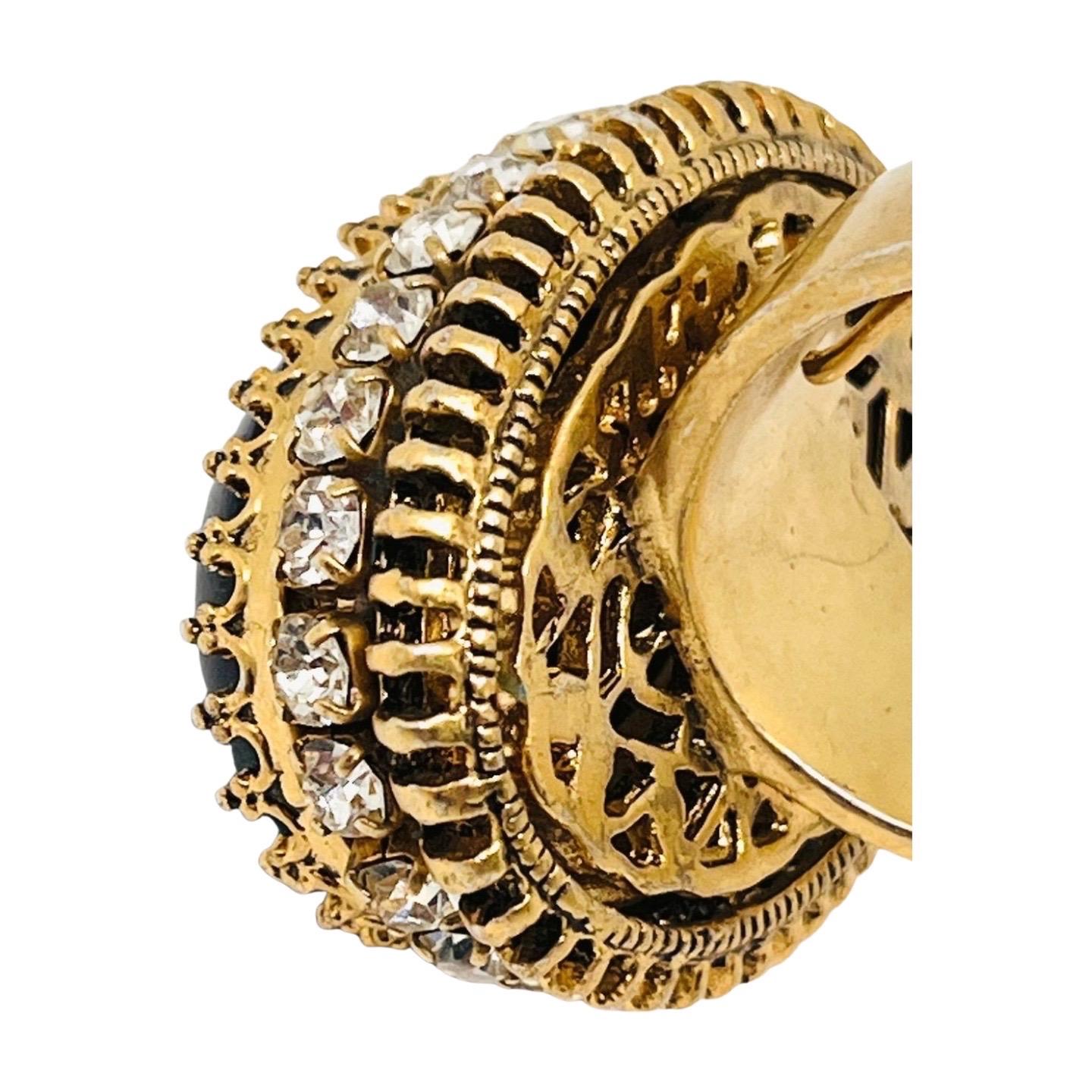 Bague de style byzantin en pierre noire épaisse cabochon, taille 7 en vente 12
