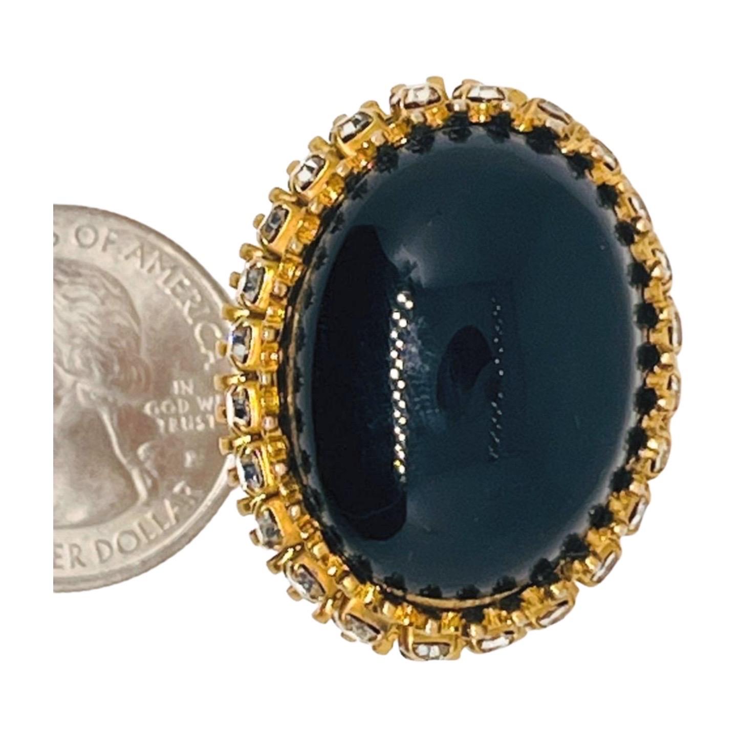 Bague de style byzantin en pierre noire épaisse cabochon, taille 7 en vente 2