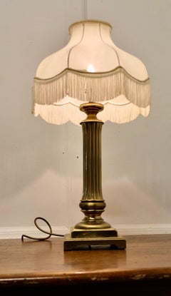 Chunky Brass Corinthian Column Table Lamp with Shade