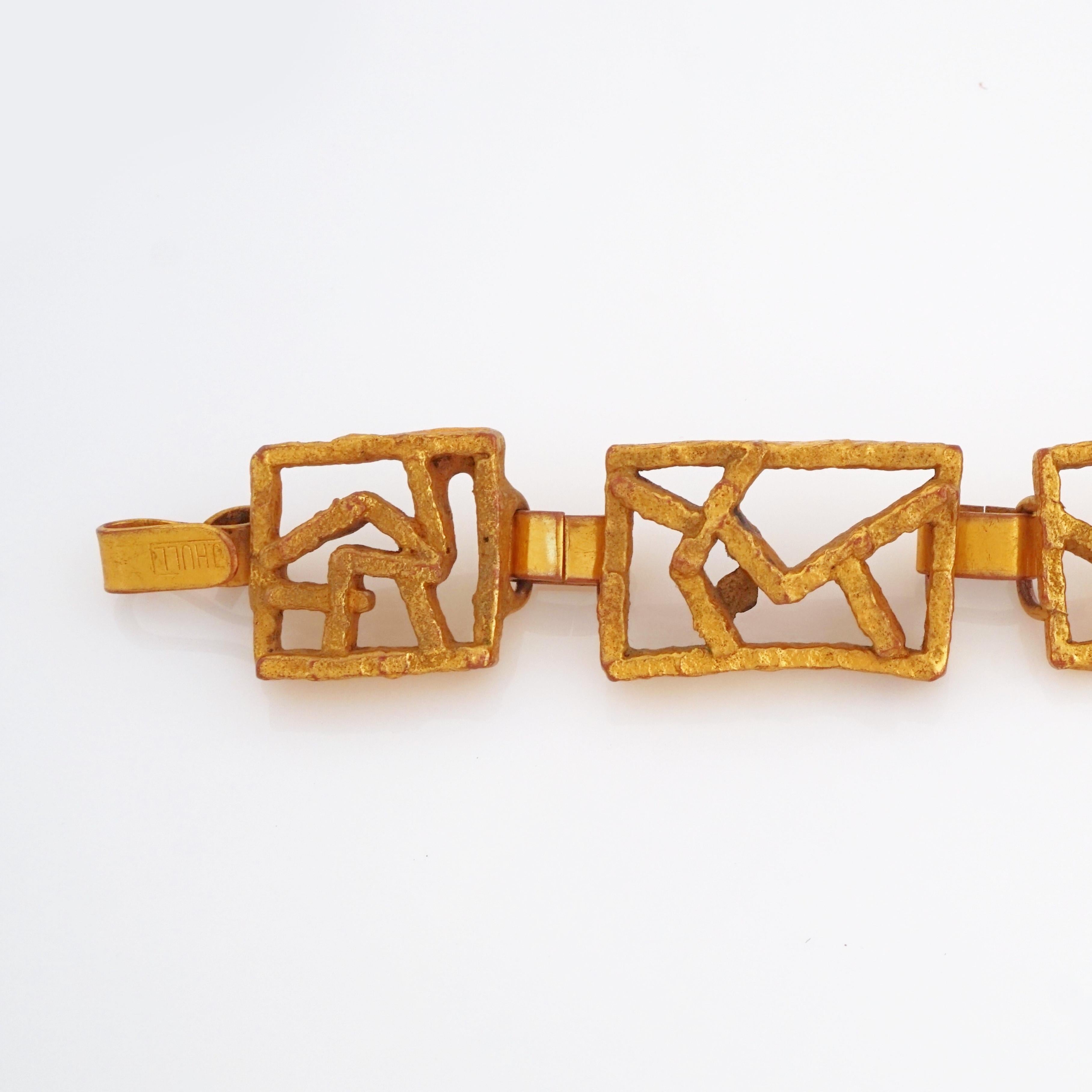 Chunky Brutalist Abstract Link Bracelet By Jacob Hull, 1970s In Good Condition For Sale In McKinney, TX