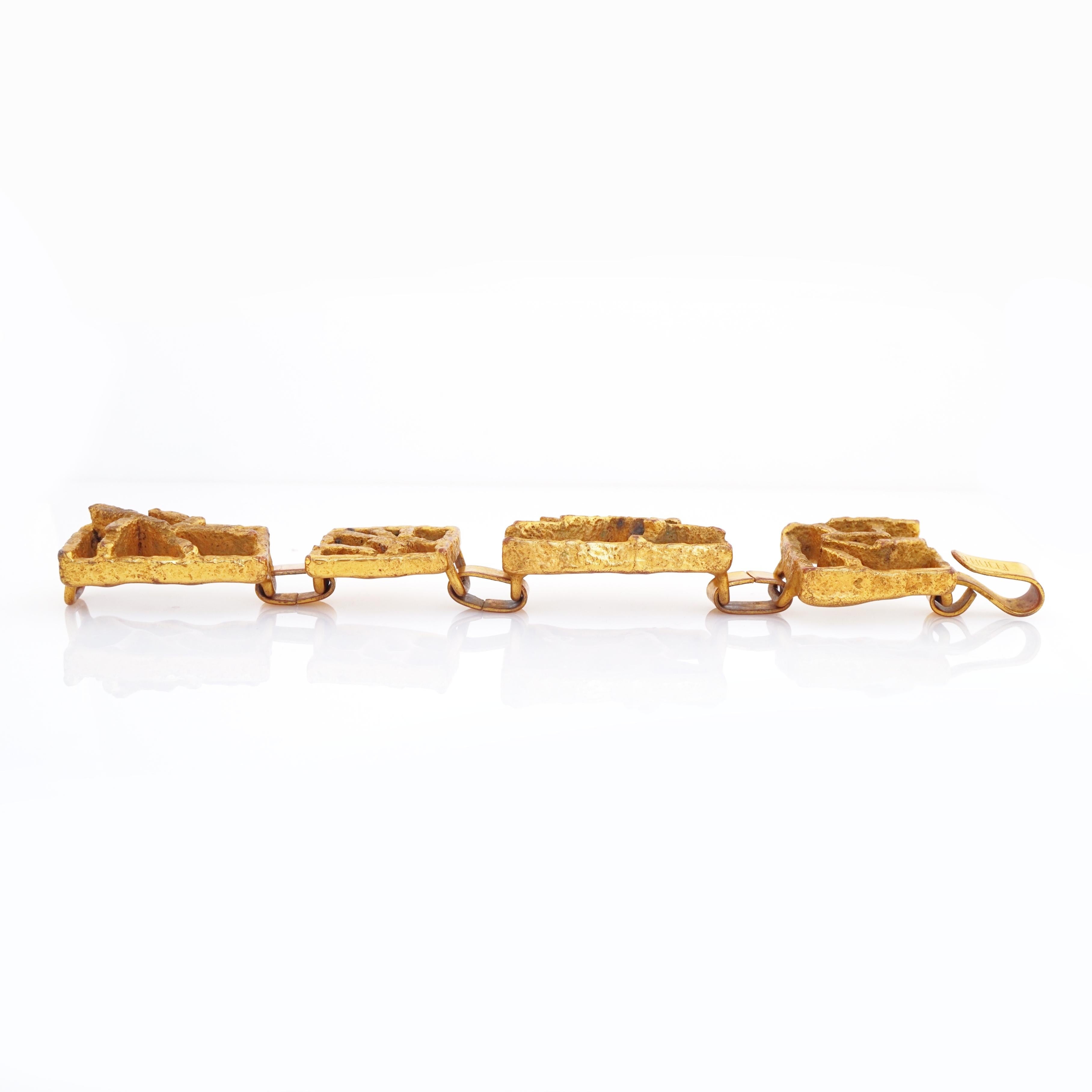 Chunky Brutalist Abstract Link Bracelet By Jacob Hull, 1970s For Sale 1