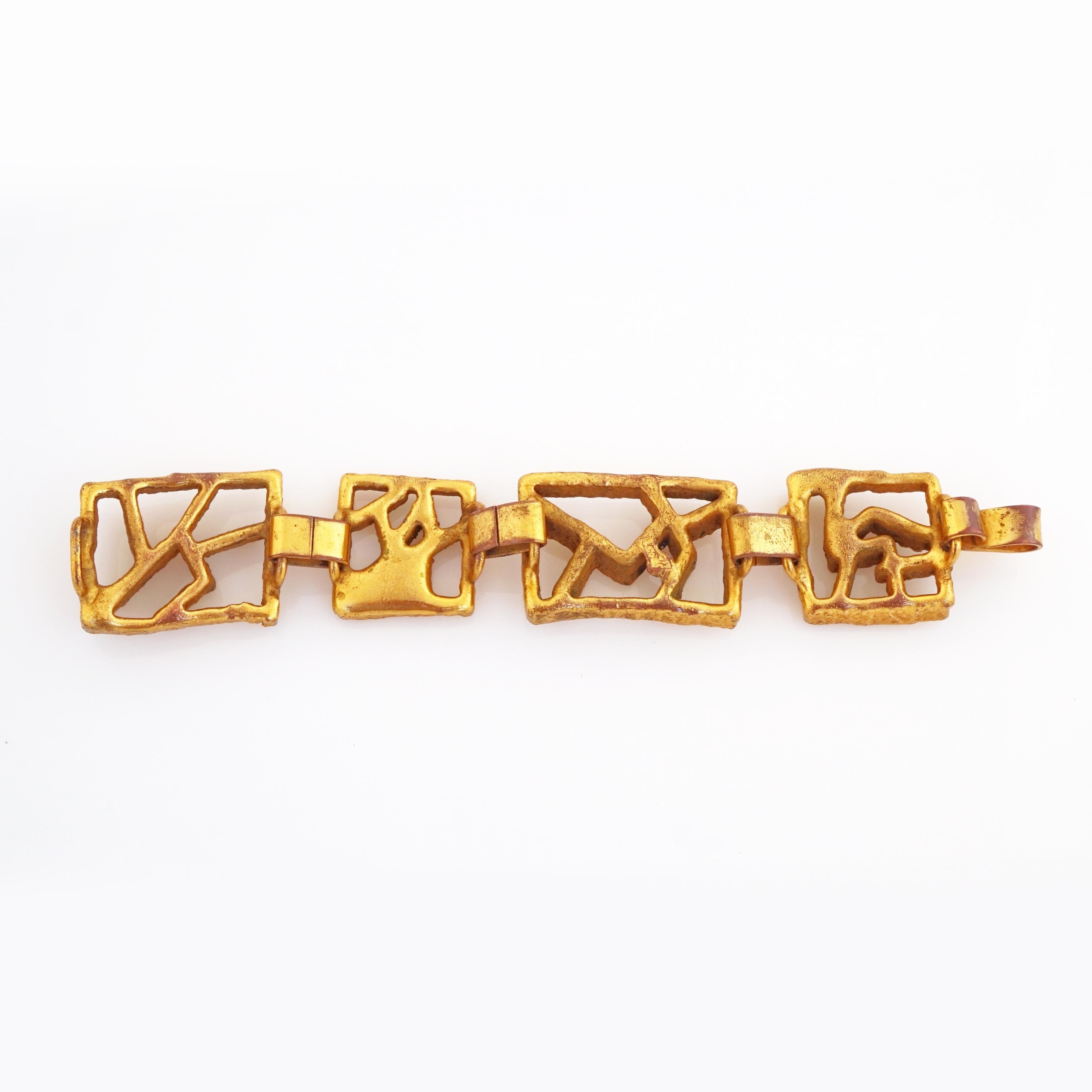 Chunky Brutalist Abstract Link Bracelet By Jacob Hull, 1970s For Sale 2