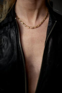 Collar gargantilla de cadena gruesa de plata chapada en oro de 14k