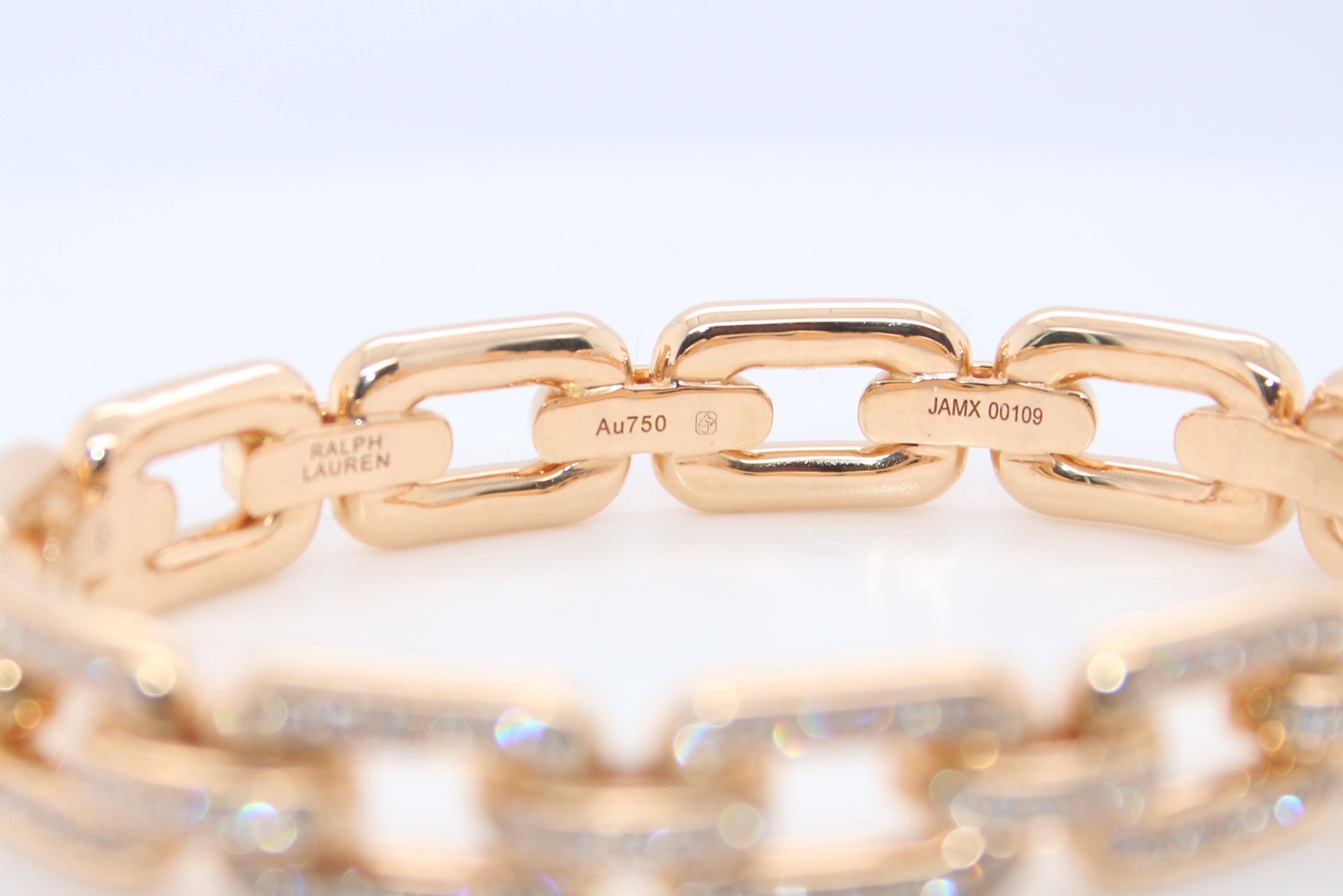 Taglio rotondo Bracciale a catena Chunky Chain Collection'S di Ralph Lauren con pavé di diamanti in oro 18 carati in vendita