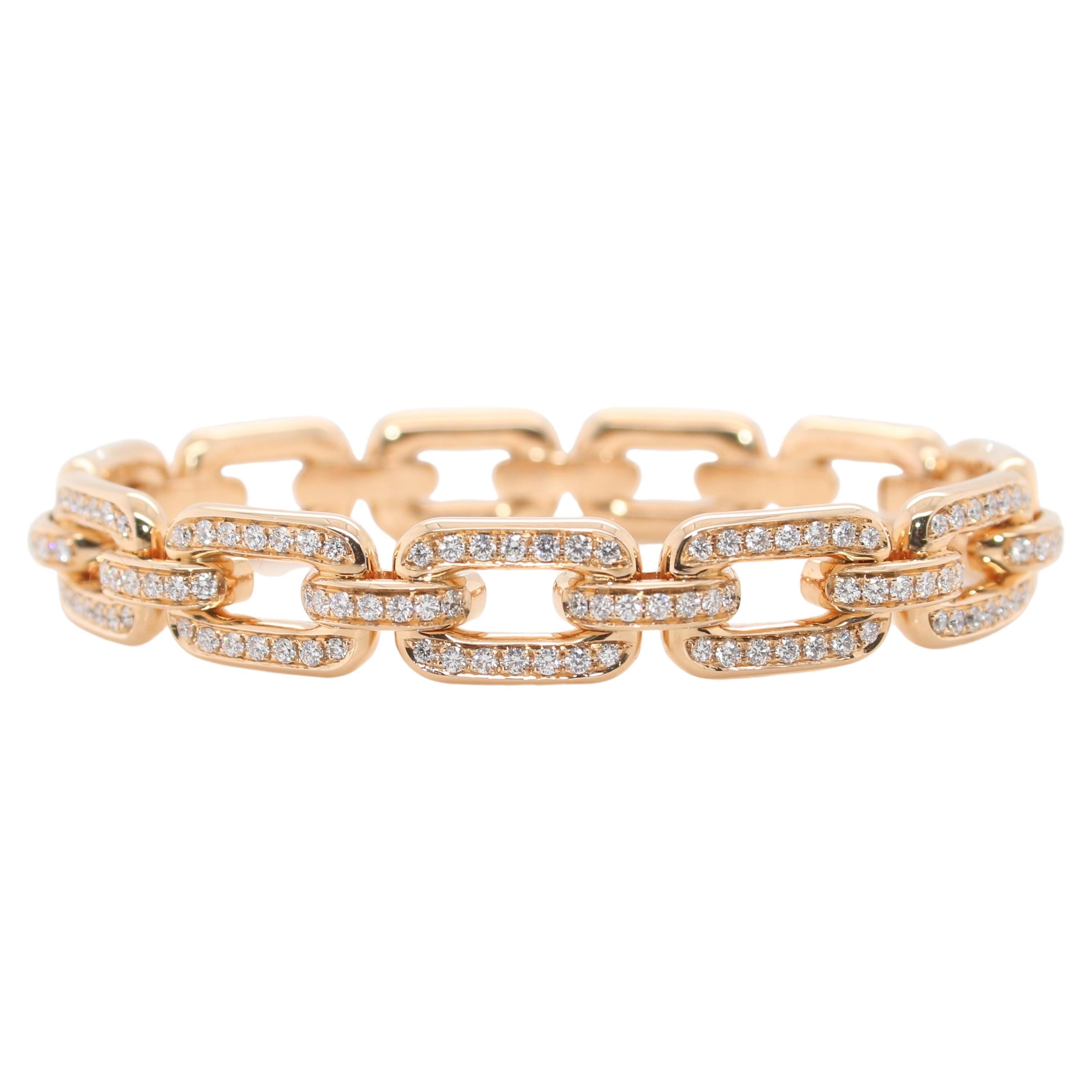 Chunky Chain Sammlung von Ralph Lauren Pavé Diamant 18K Gold Kette Armband