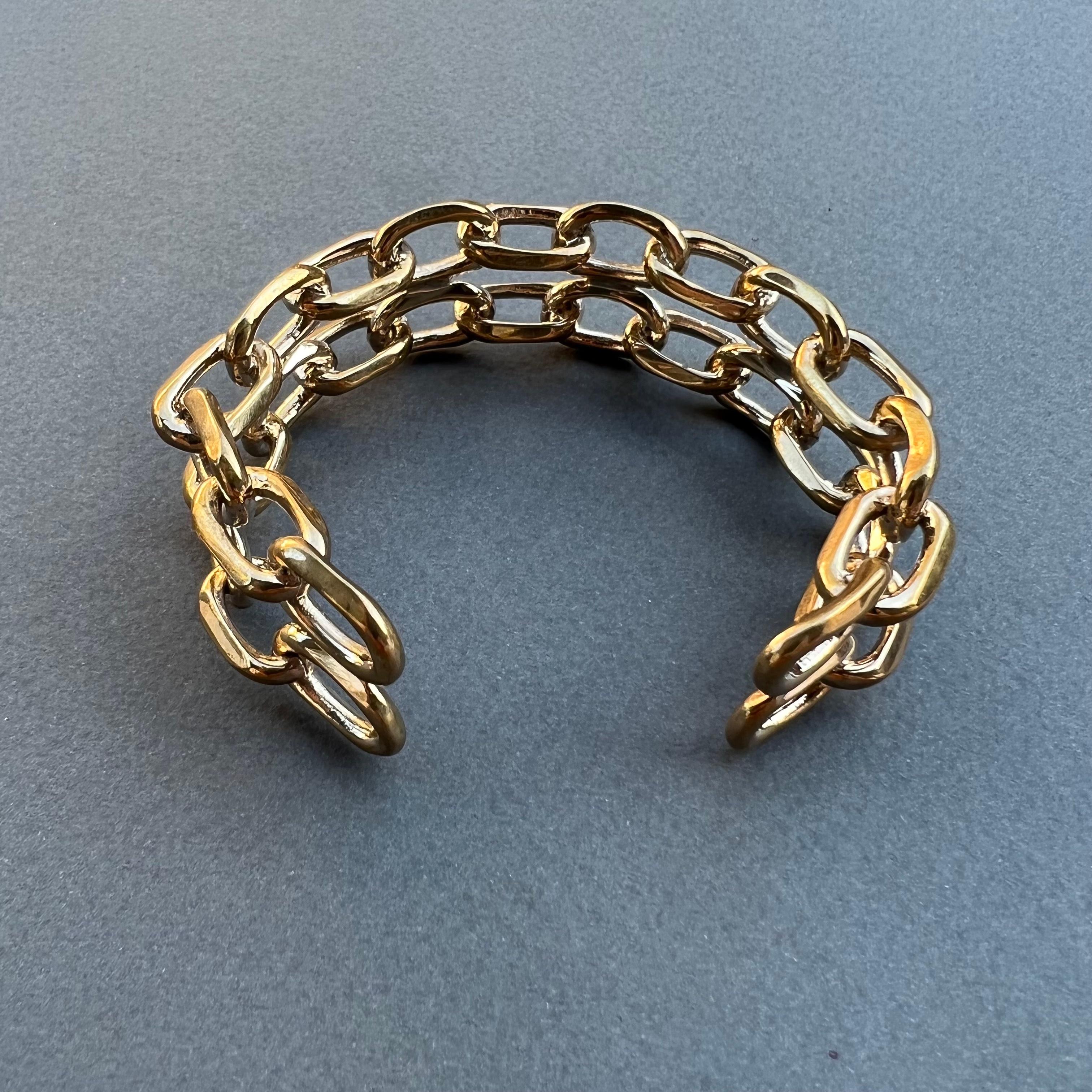 Chunky Chain Cuff Bangle Bracelet Bronze J Dauphin For Sale 5