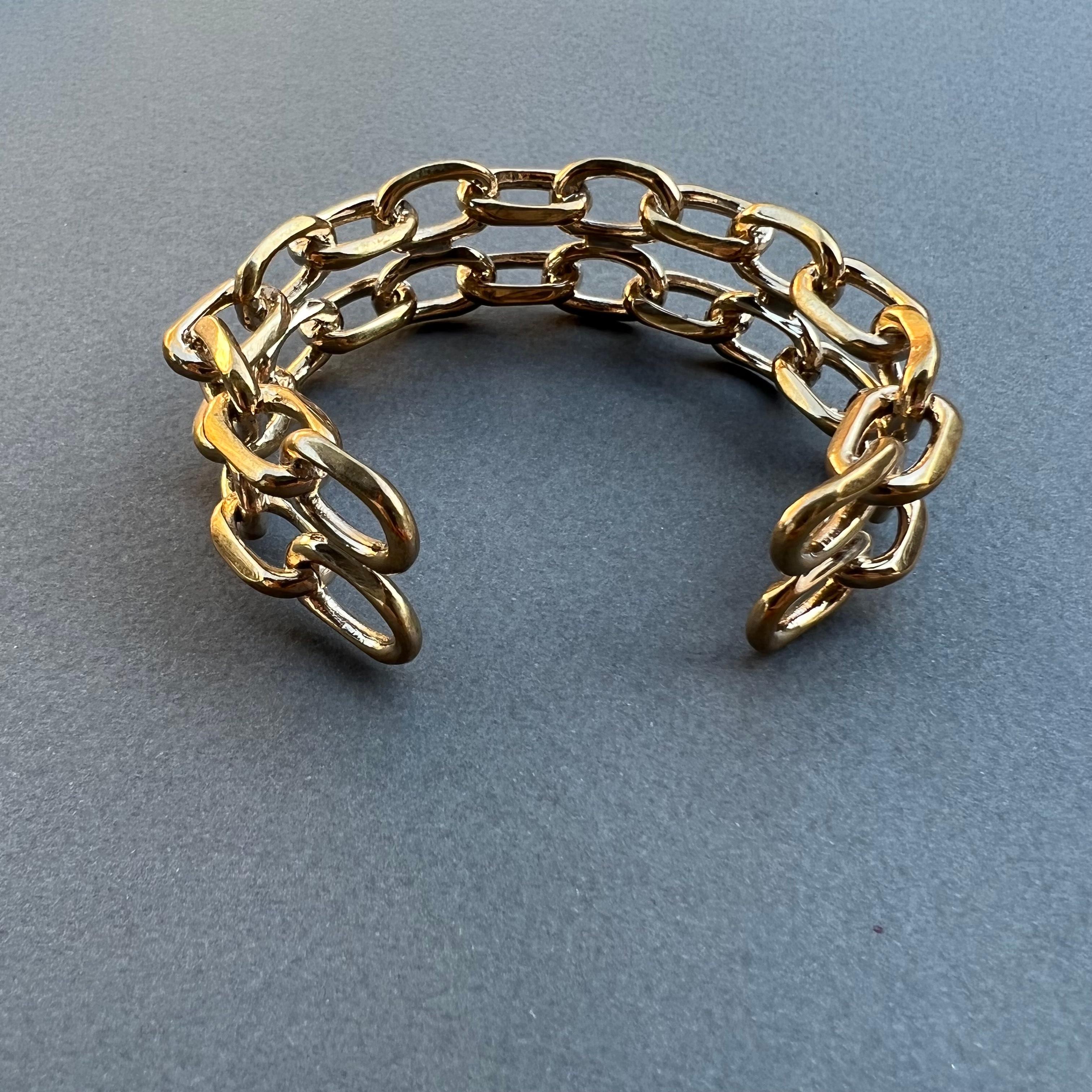 Chunky Chain Cuff Bangle Bracelet Bronze J Dauphin For Sale 6