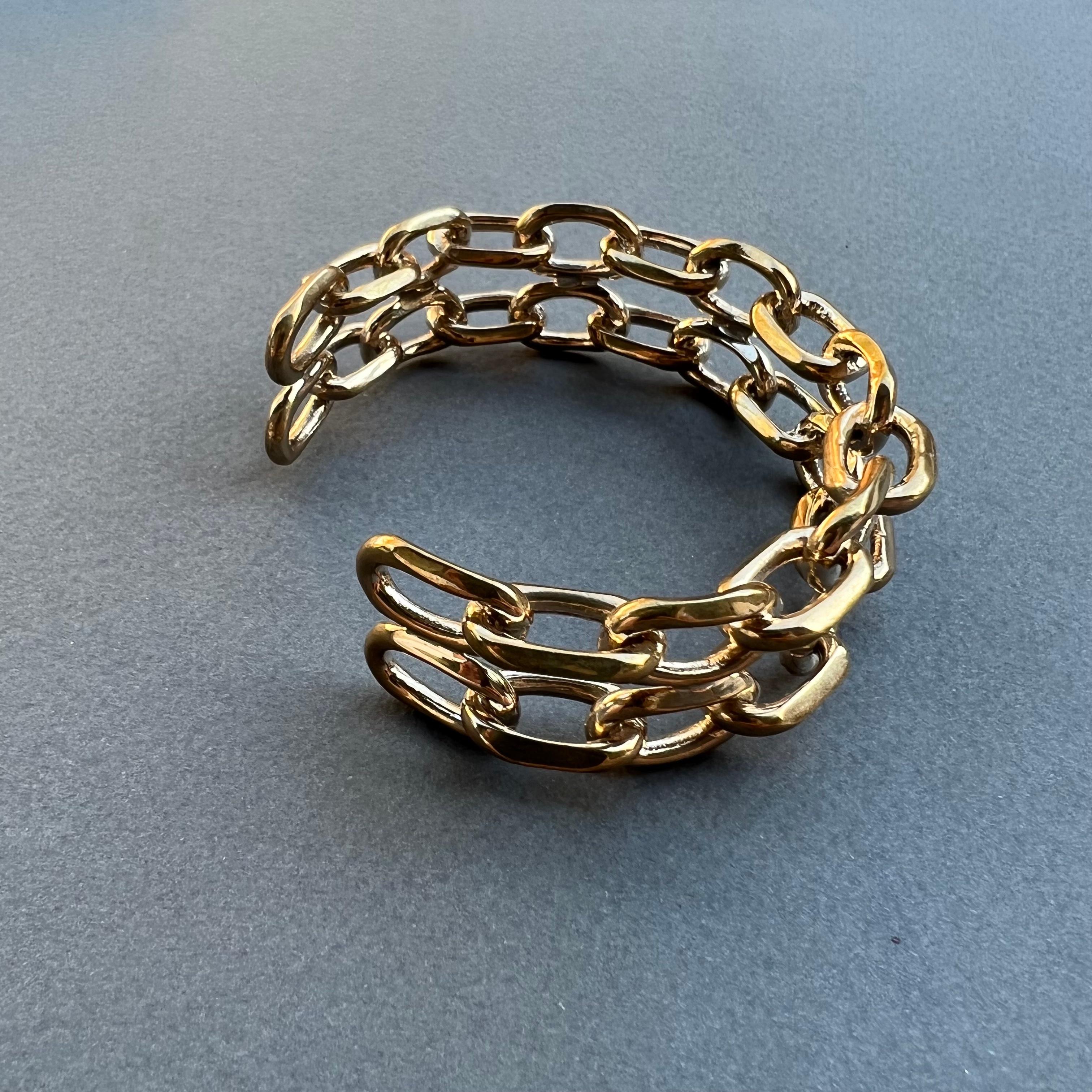 Chunky Chain Cuff Bangle Bracelet Bronze J Dauphin For Sale 7