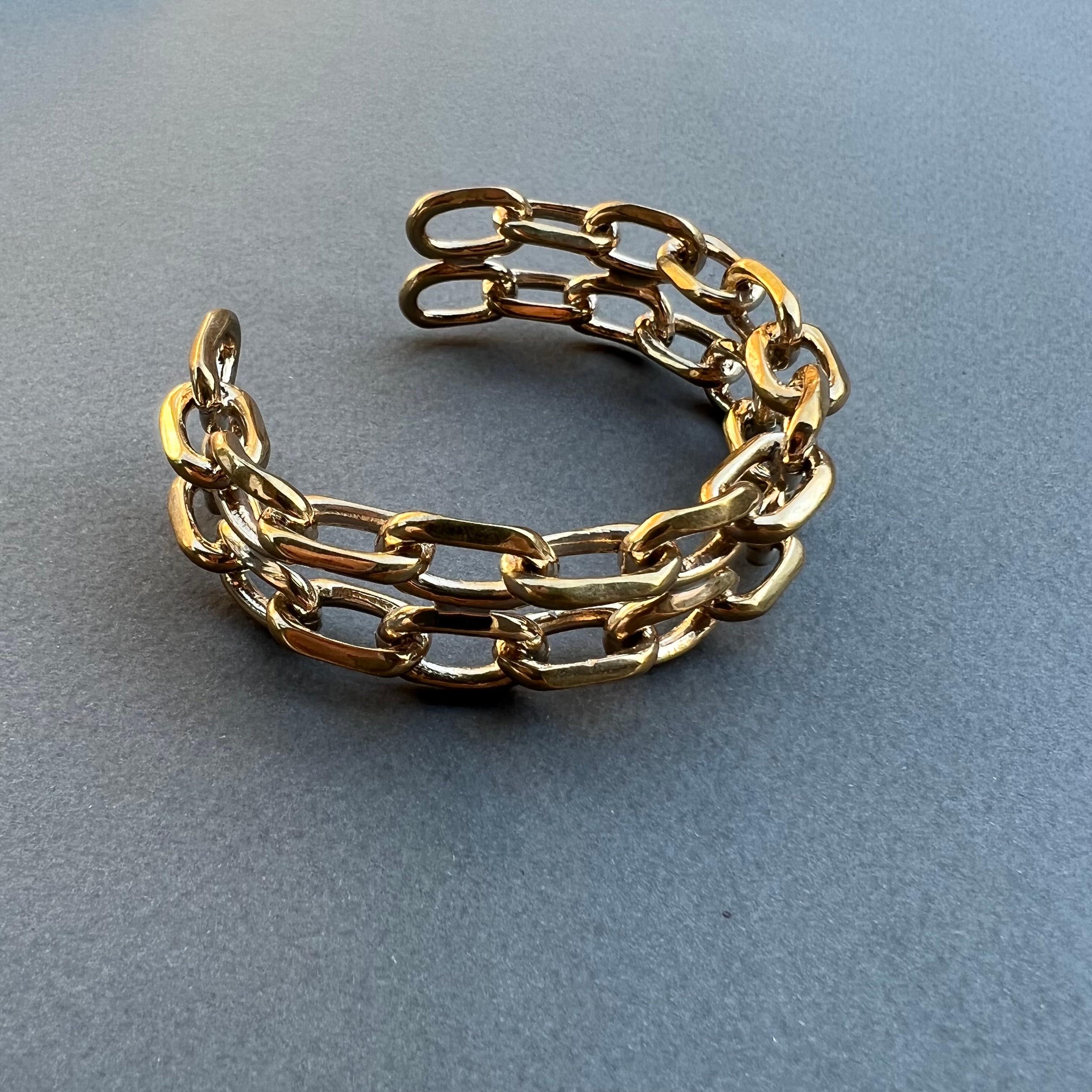 Chunky Chain Cuff Bangle Bracelet Bronze J Dauphin For Sale 8