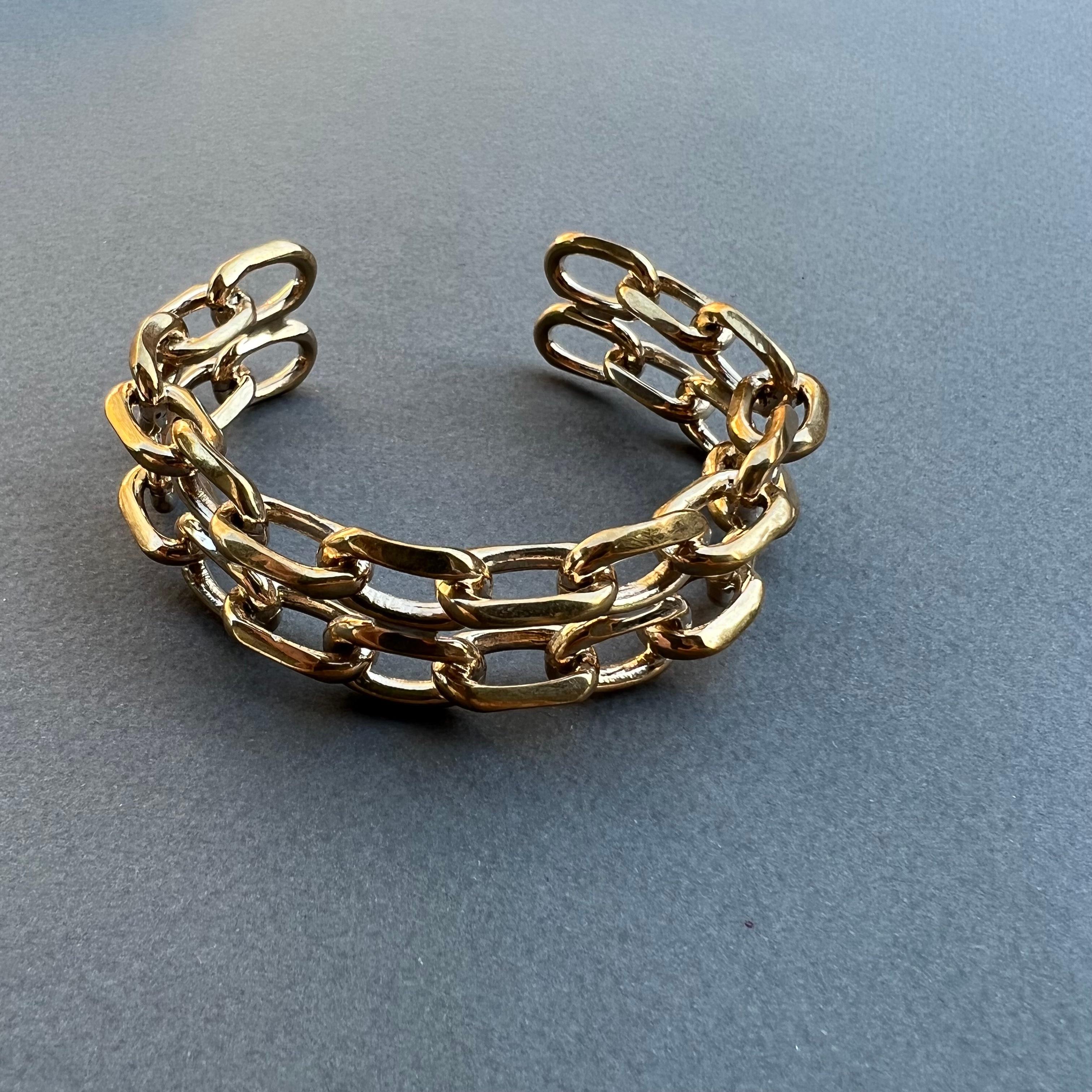 Chunky Chain Cuff Bangle Bracelet Bronze J Dauphin For Sale 9