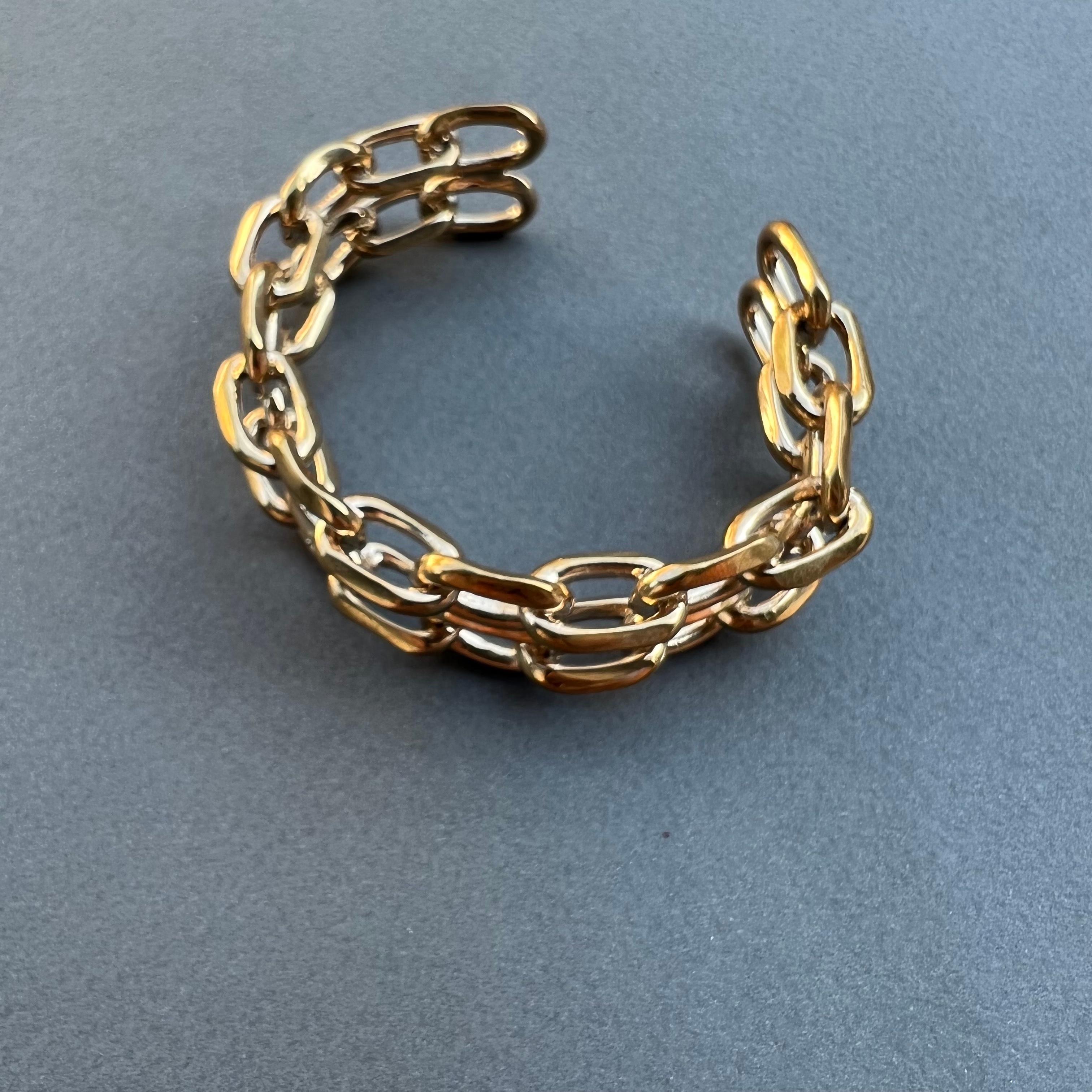 Chunky Chain Cuff Bangle Bracelet Bronze J Dauphin For Sale 1