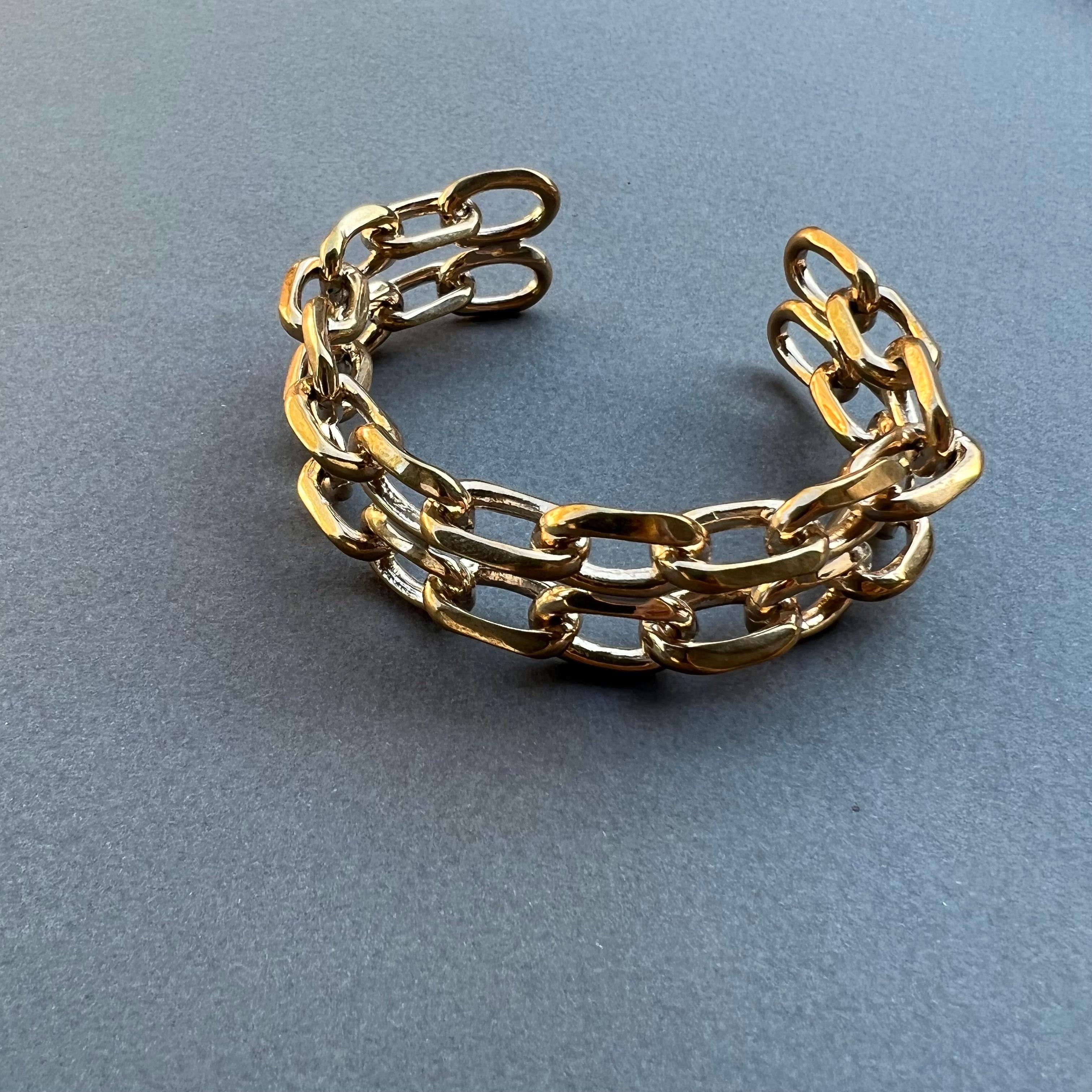 Chunky Chain Cuff Bangle Bracelet Bronze J Dauphin For Sale 2