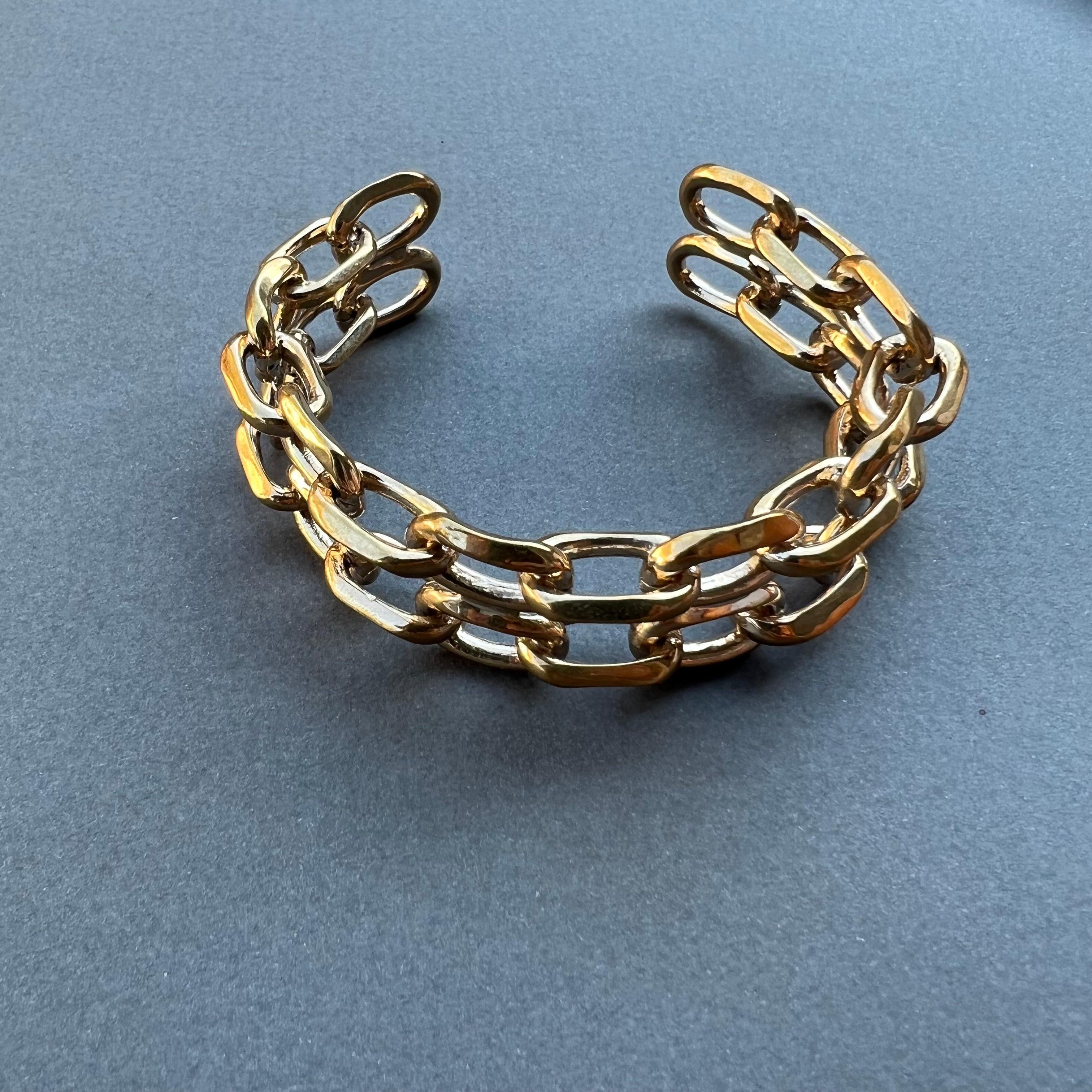 Chunky Chain Cuff Bangle Bracelet Bronze J Dauphin For Sale 3