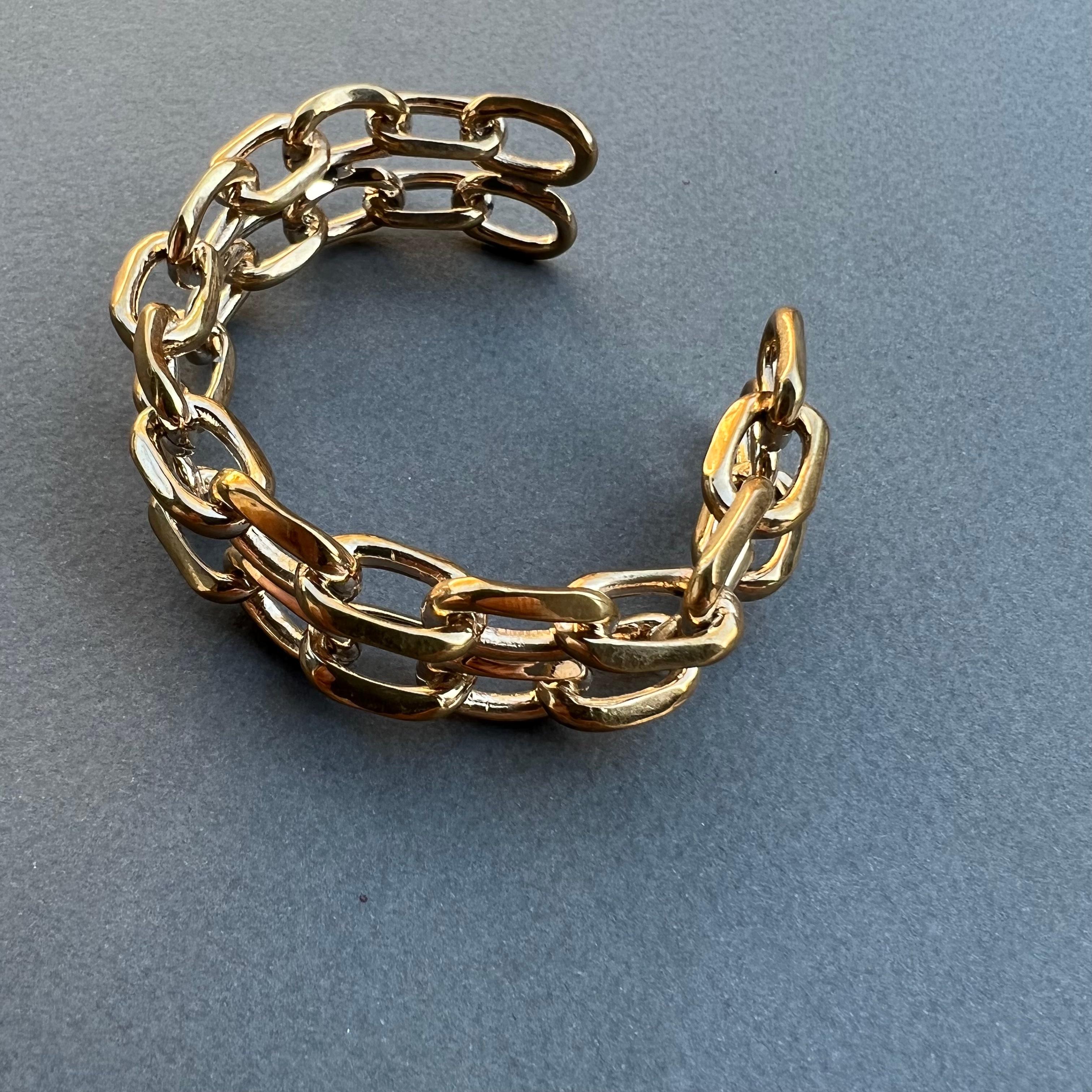 Chunky Chain Cuff Bangle Bracelet Bronze J Dauphin For Sale 4