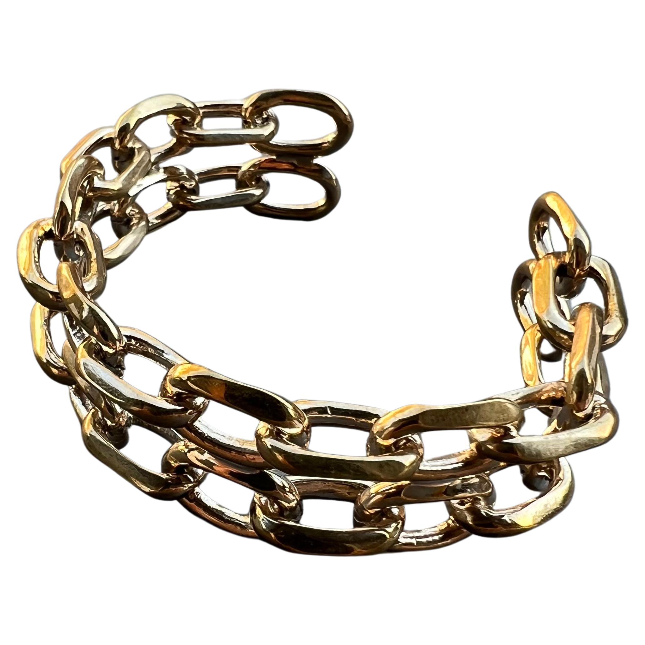 J Dauphin - Bracelet manchette à chaîne épaisse en bronze