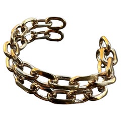 Chunky Chain Cuff Bangle Bracelet Bronze J Dauphin