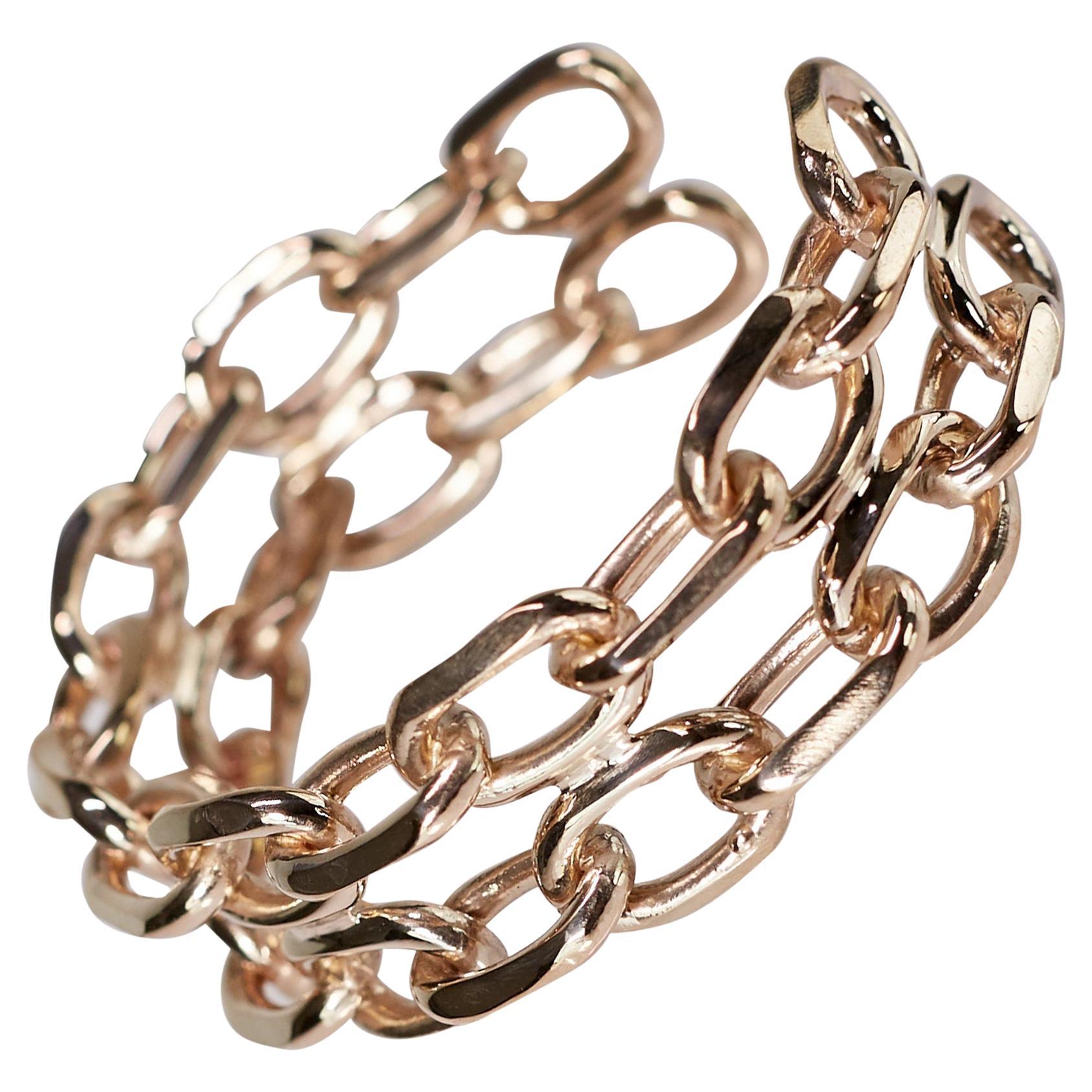 Chunky Chain Cuff Bangle Bracelet Bronze J Dauphin