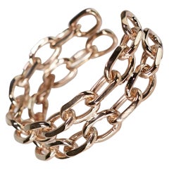J Dauphin Bracelet manchette à chaîne épaisse fantaisie en bronze