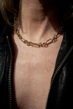14k Gold-Plated Brass Chunky Chain Choker Necklace by J Dauphin, 18"