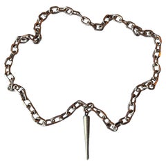 Collar de cadena con tachuelas Declaración Esmalte azul claro Paladio