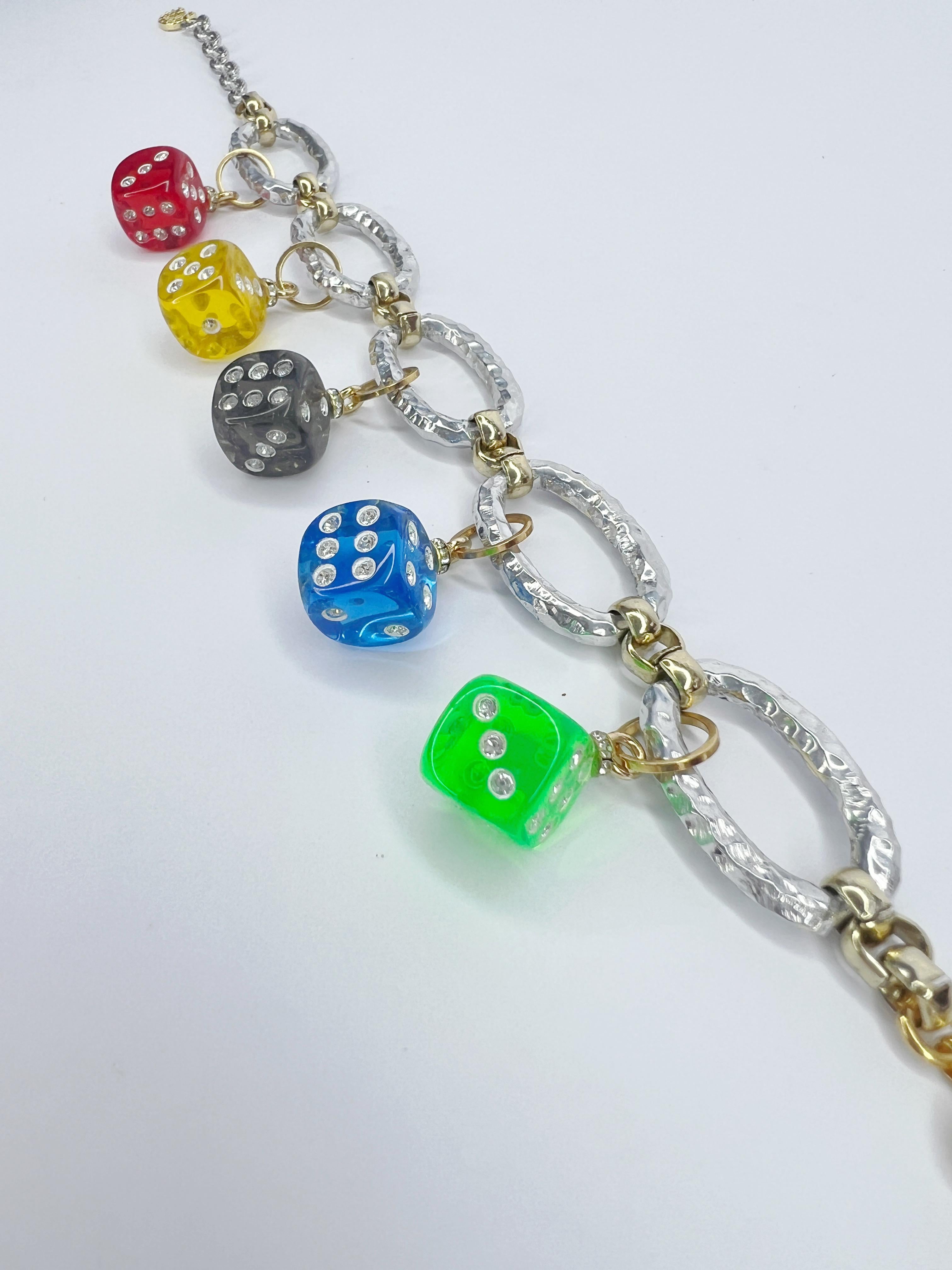 Taglio brillante bracciale charme con dadi Swarovski in vendita