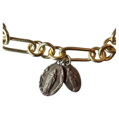 Chaîne collier ras du cou médaillon ovale vintage