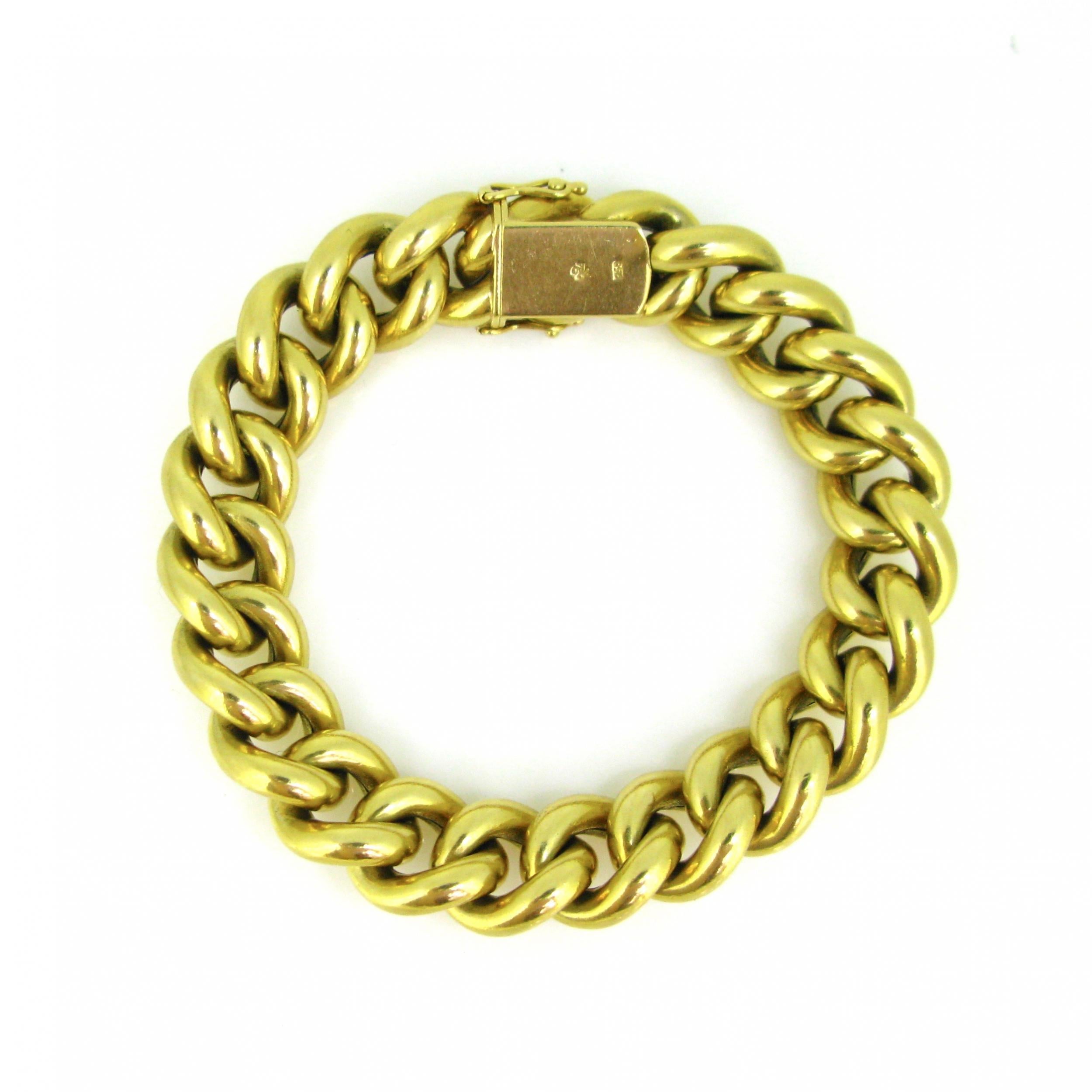 Women's or Men's Chunky Curb Links 18kt Yellow Gold Bracelet, circa 1940