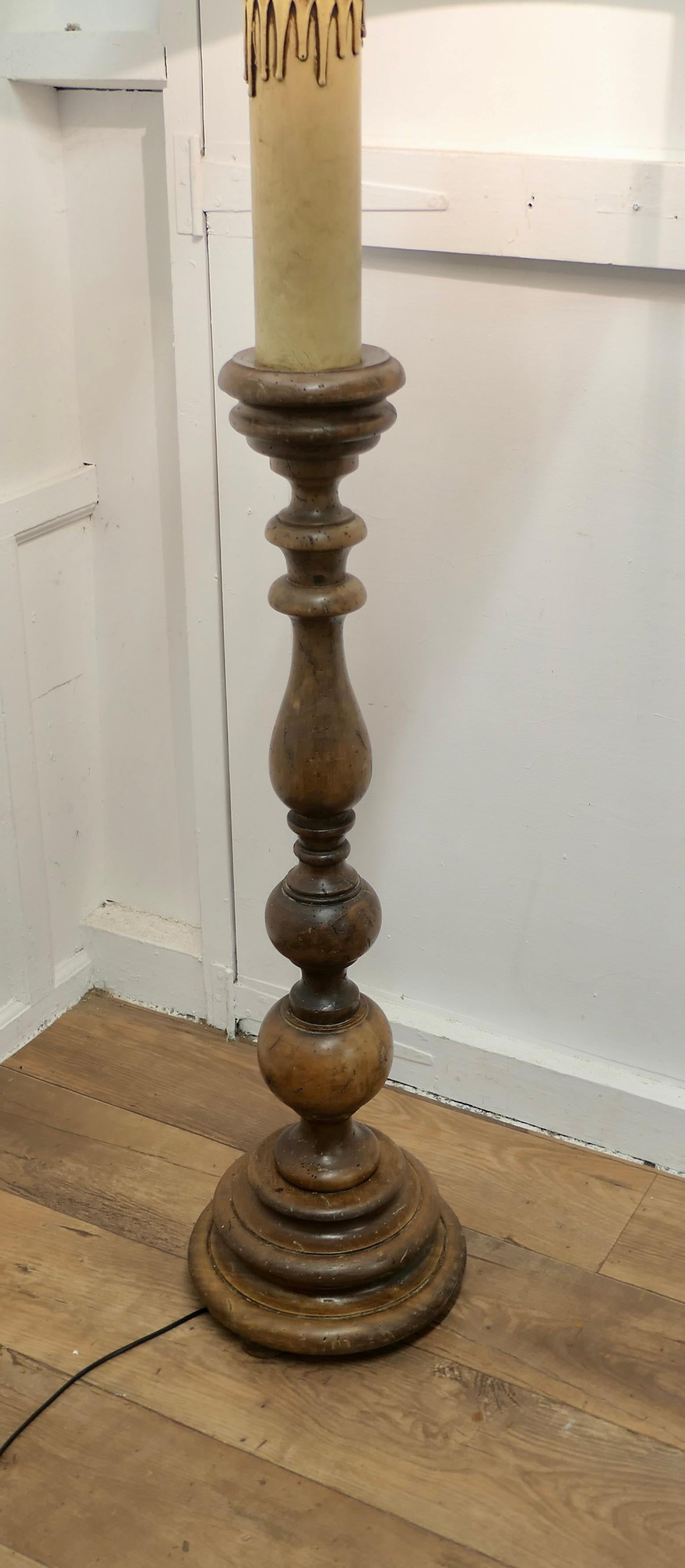 Chunky French Chestnut Standard Floor Lamp   This lamp is a good country piece  2