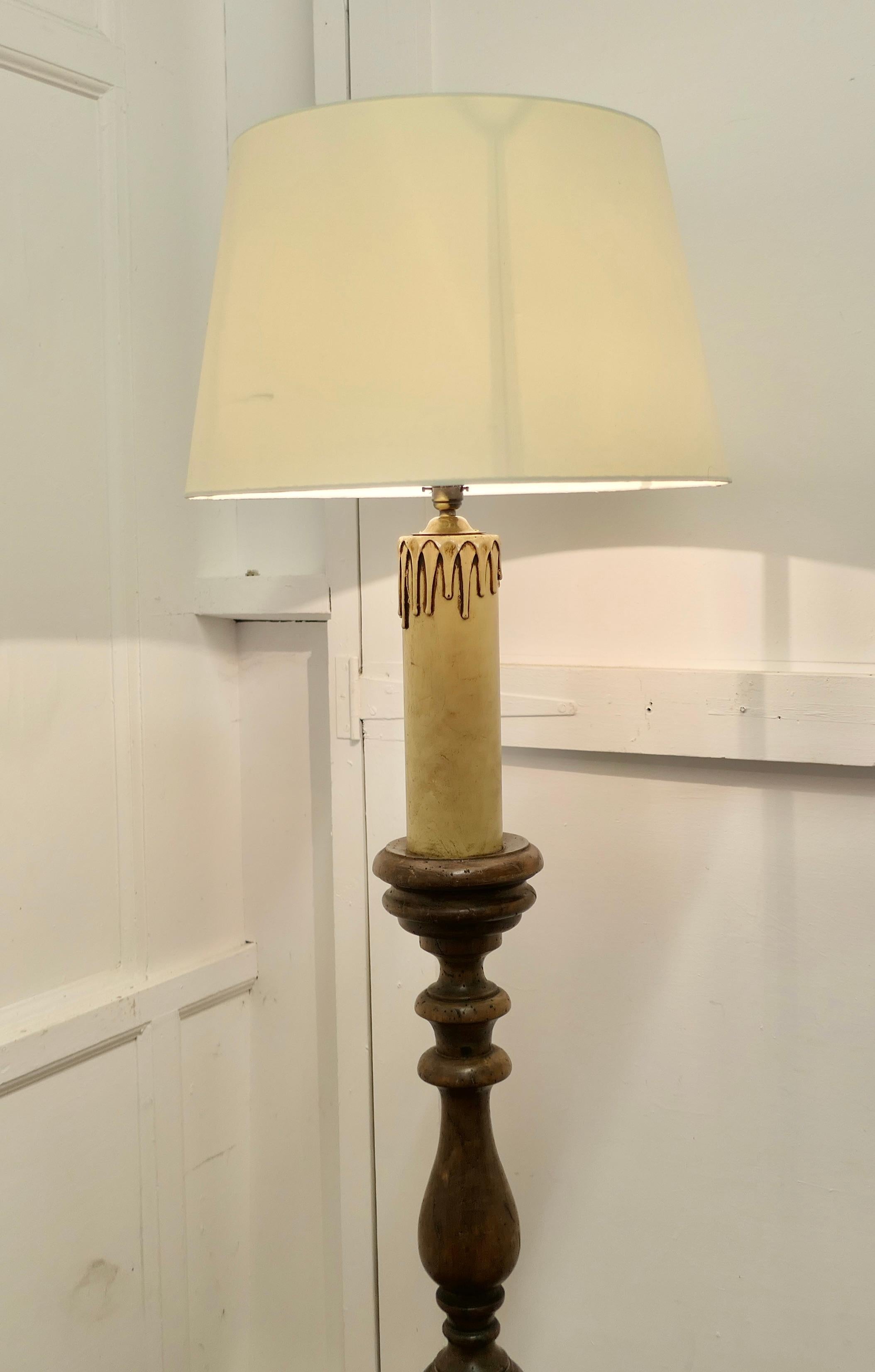 Chunky French Chestnut Standard Floor Lamp   This lamp is a good country piece  3