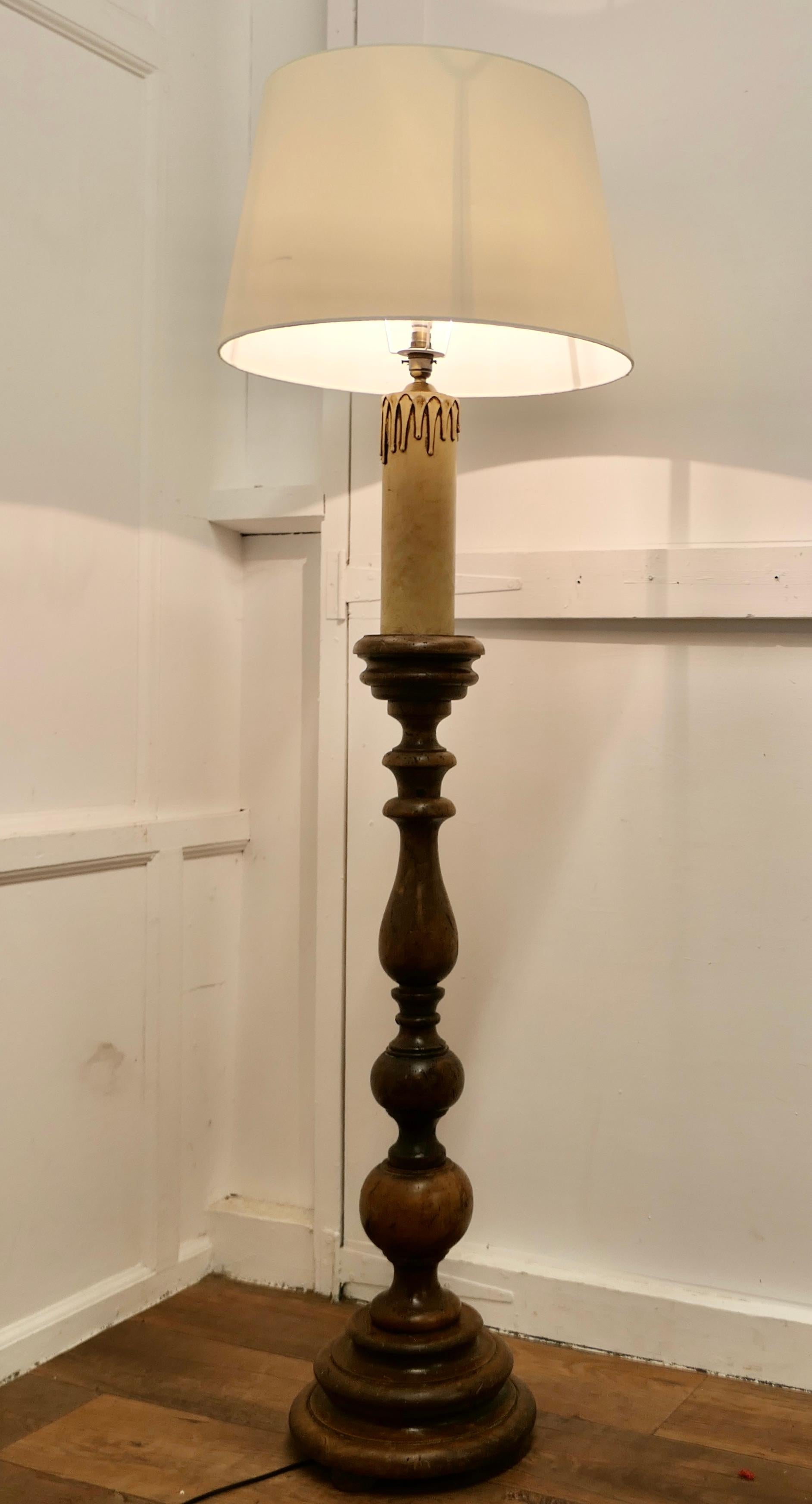 Chunky French Chestnut Standard Floor Lamp   This lamp is a good country piece  4