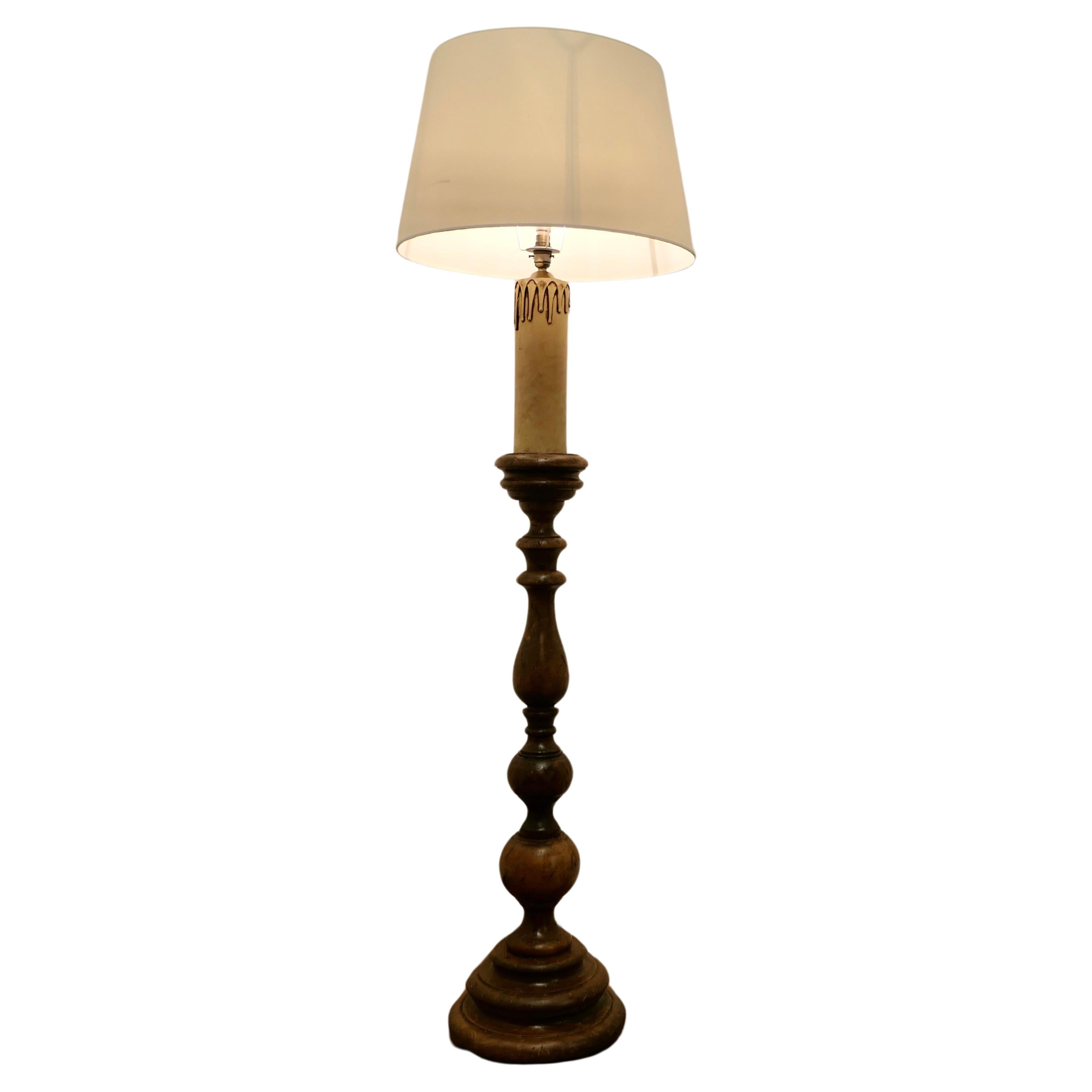 Chunky French Chestnut Standard Floor Lamp   This lamp is a good country piece 