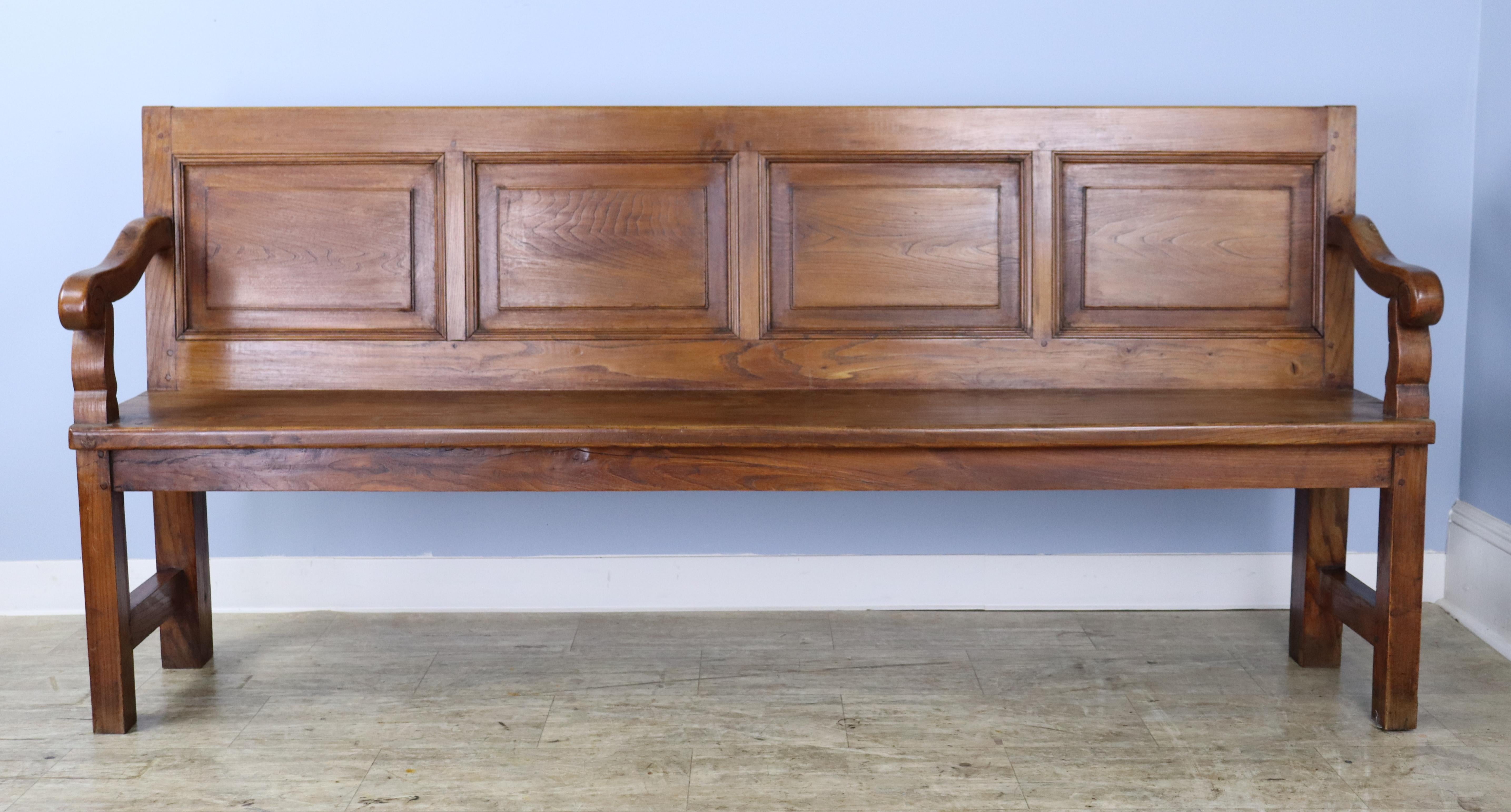Chunky French Elm Bench In Good Condition For Sale In Port Chester, NY