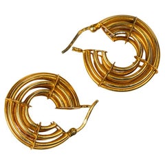 Statement Geometric 18K Gold Hoop Earrings, Minimalist Woven Round Hoop Earrings