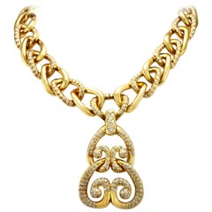 Chunky Gold and Diamond Link Necklace