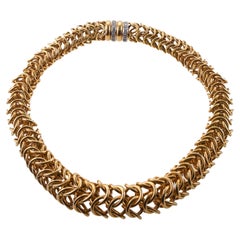 Vintage Chunky Gold Diamond Link Necklace