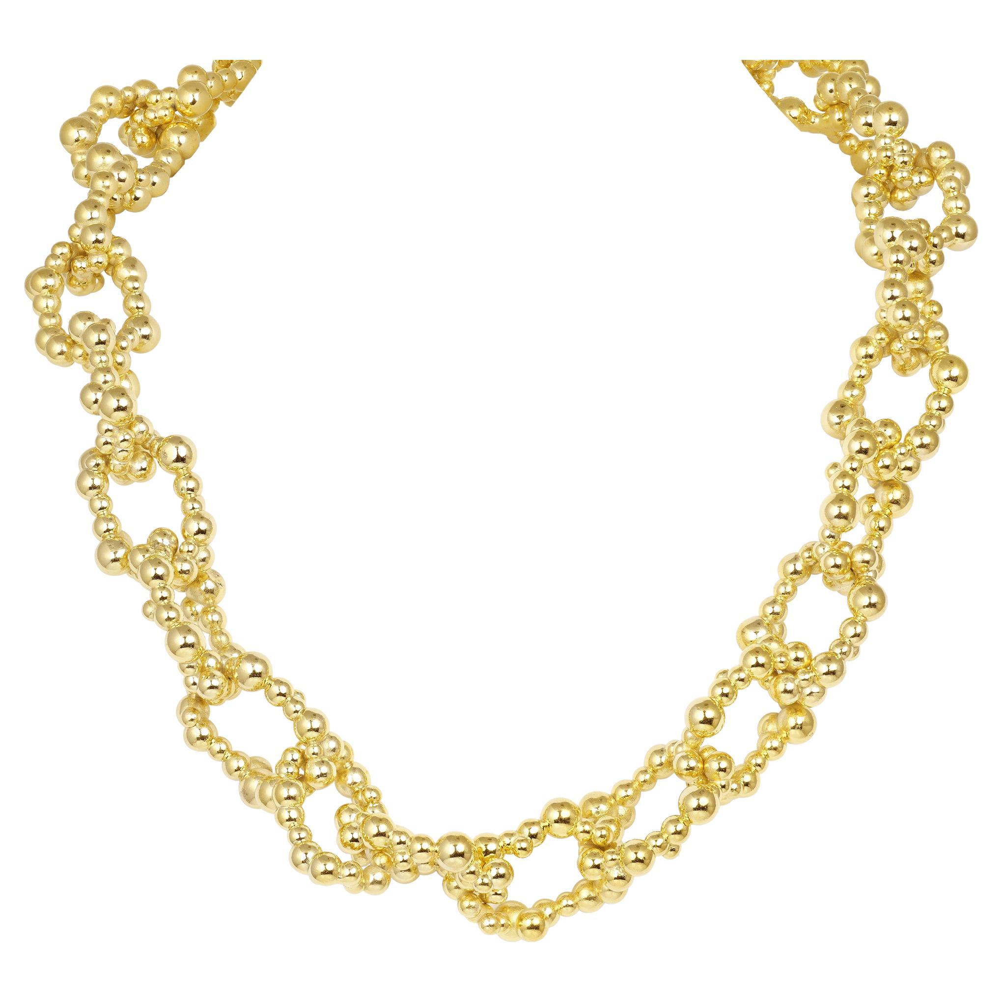 Chunky Gold Link Necklace Signature Design Statement 14k Yellow For Sale