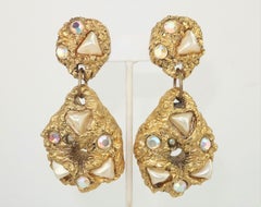 Chunky Gold Nugget Style Statement Earrings, 1980's