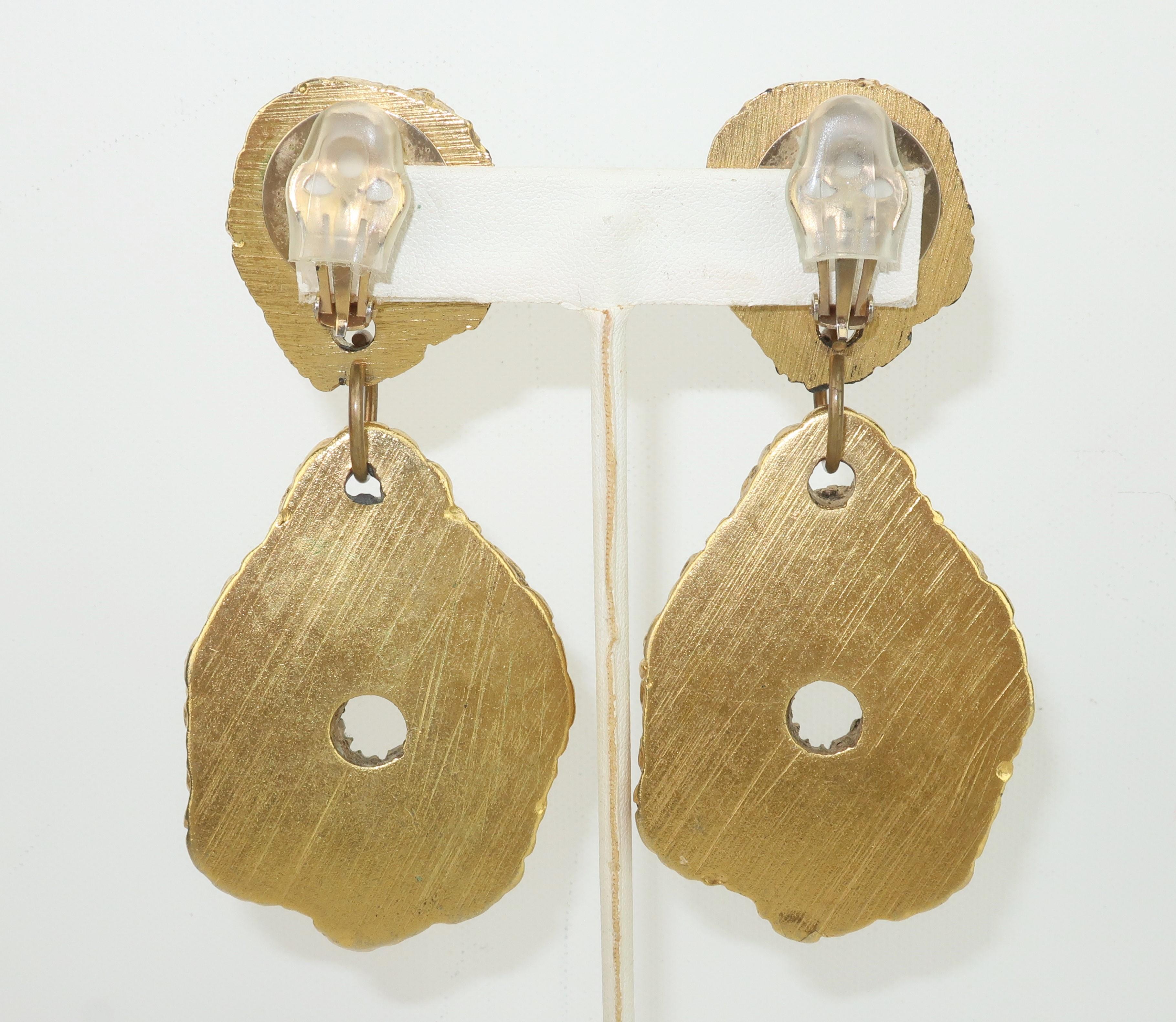 Modern Chunky Gold Nugget Style Statement Earrings, 1980's