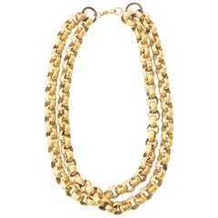 Gold Plated Double Link Chain Necklace Vintage