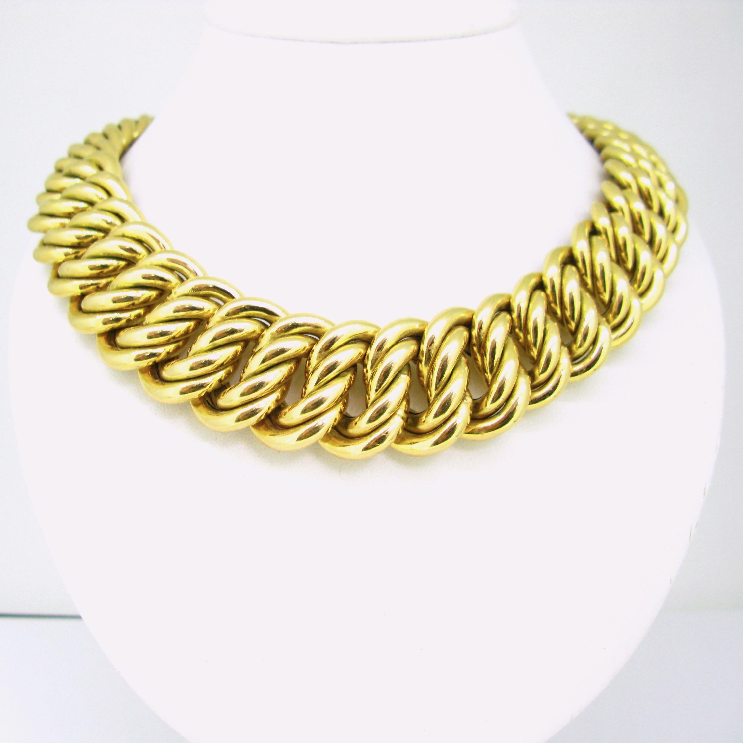 Chunky Graded American Links Gold Necklace Choker at 1stDibs