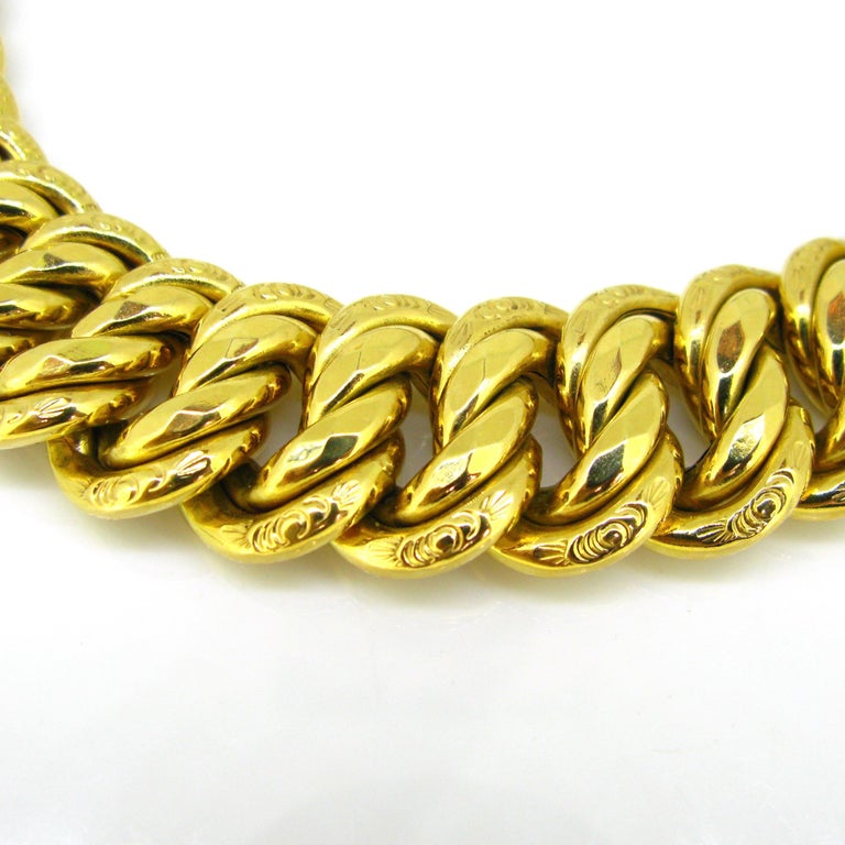 Chunky Graded American Links Gold Necklace Choker at 1stDibs