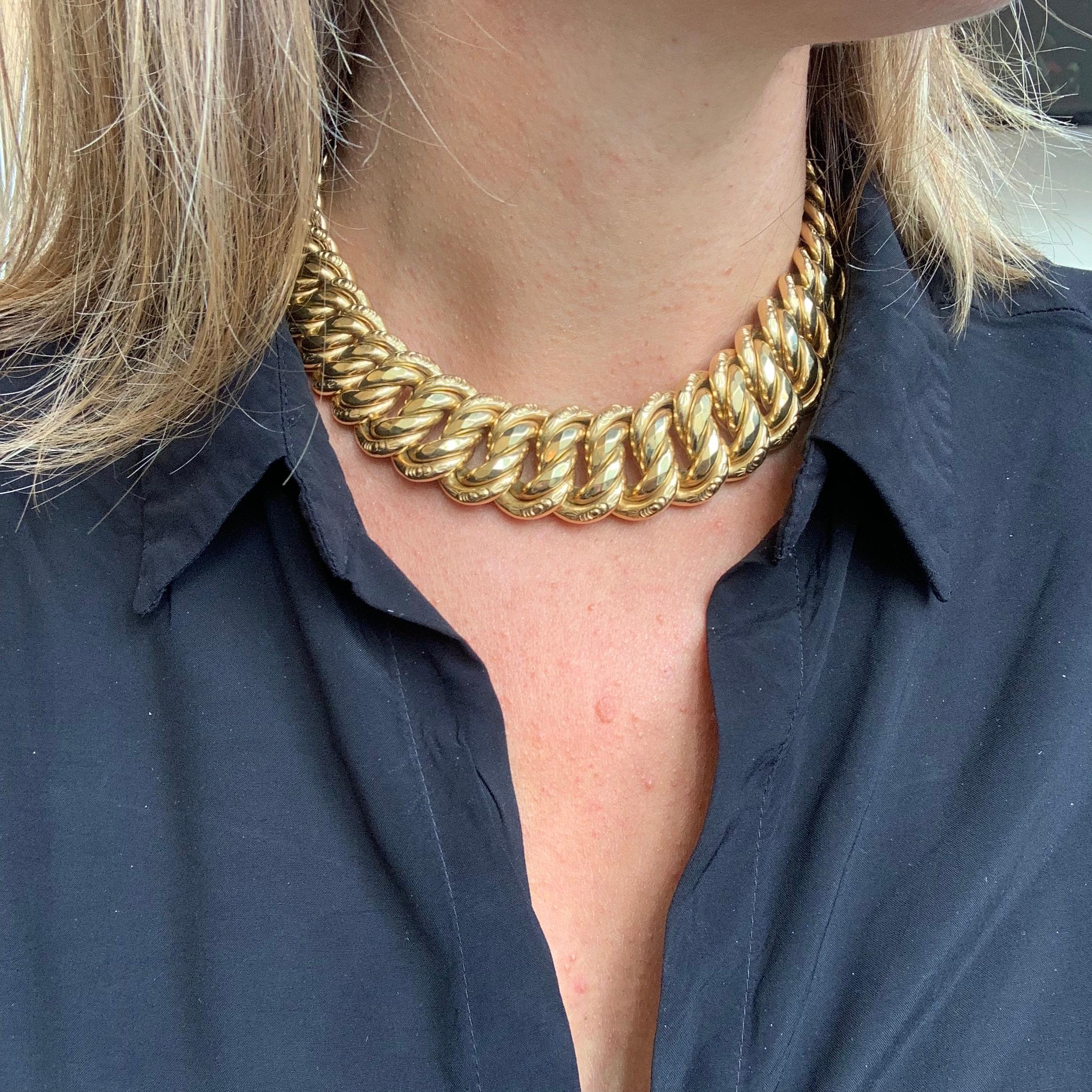 Chunky Graded American Links Gold Necklace Choker In Good Condition In London, GB